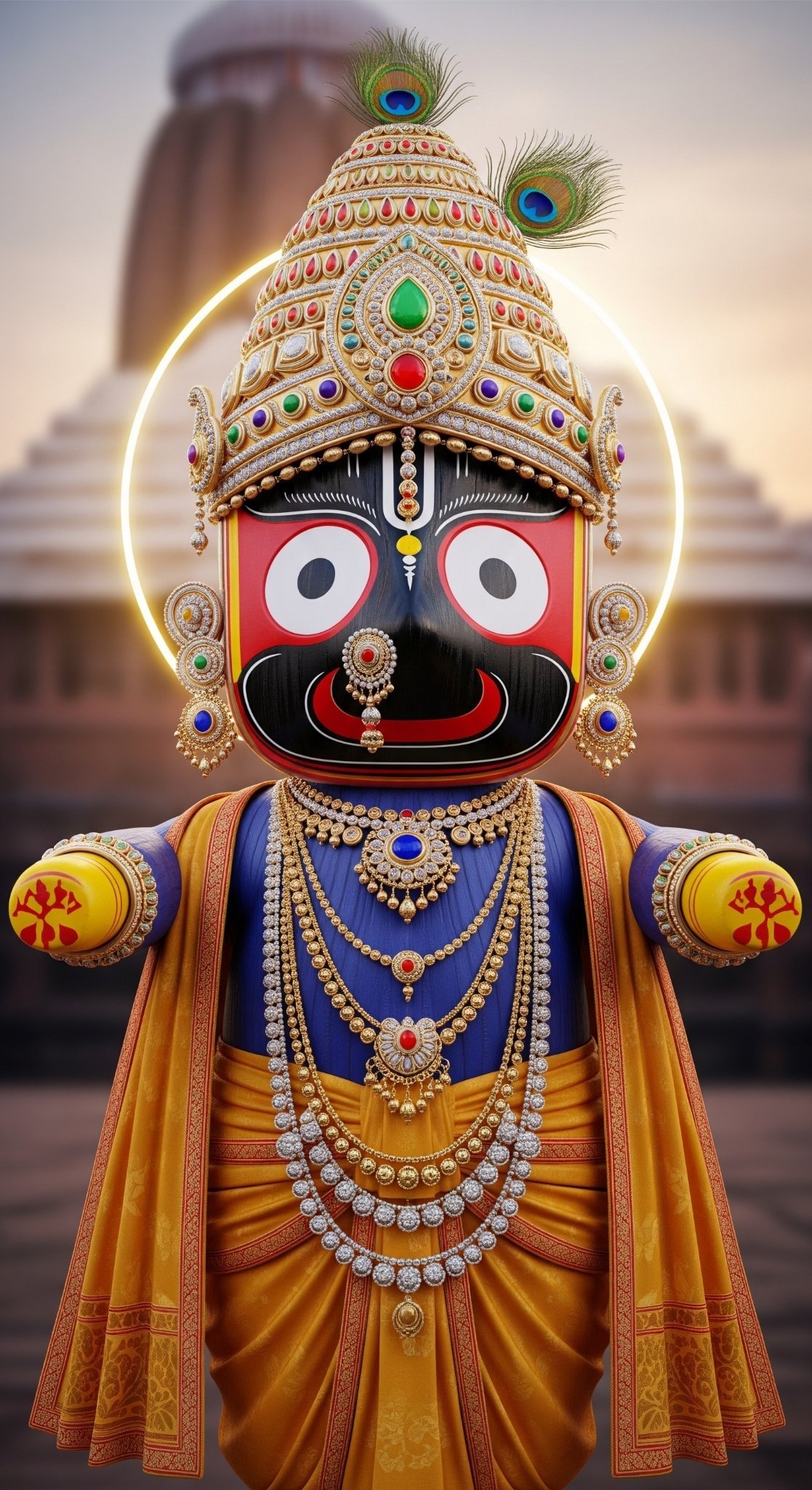 Lord Jagannath Divine Idol with Golden Crown and Sacred Aura