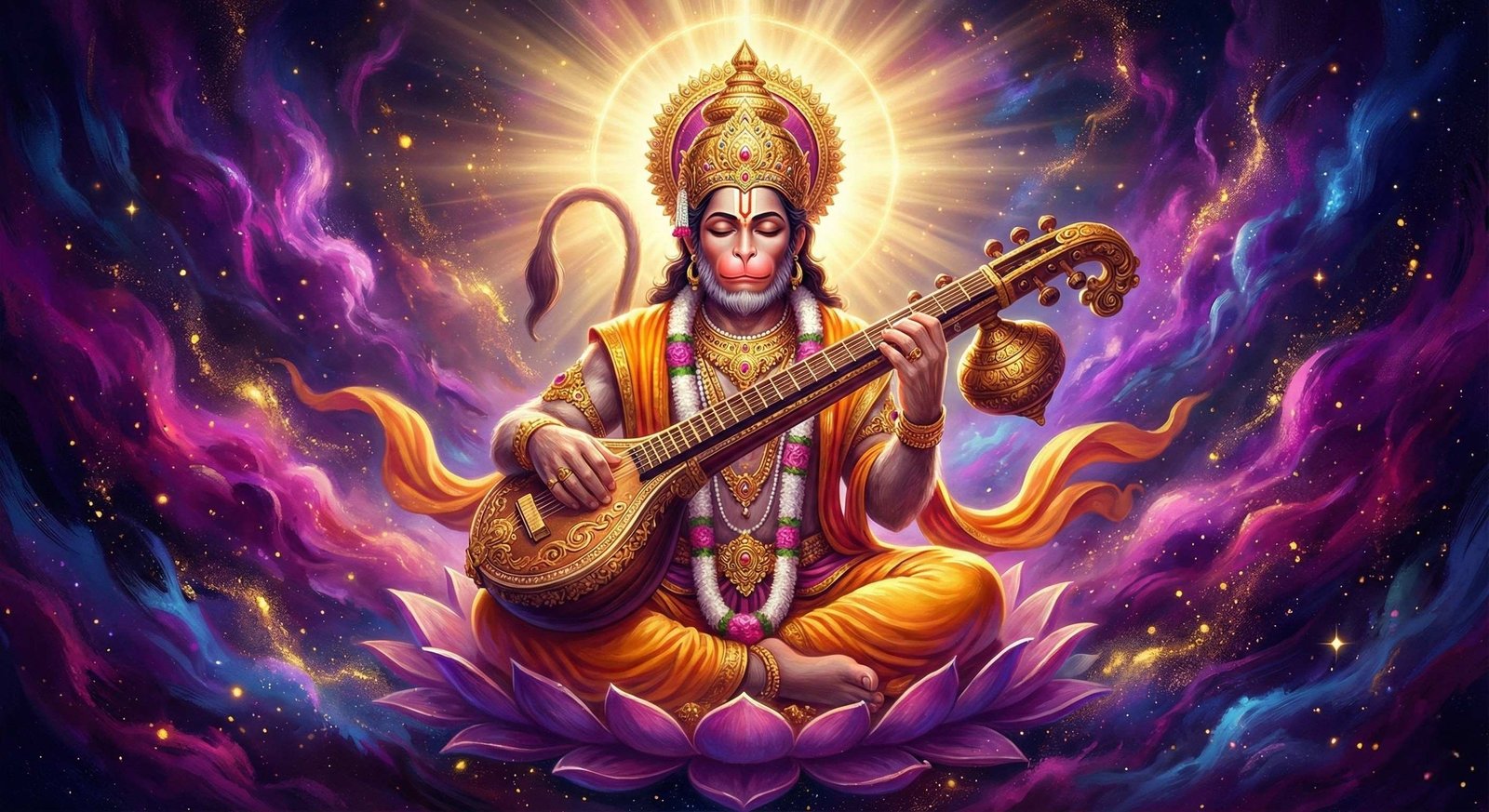 Celestial Hanuman Bhajan Meditation Wallpaper