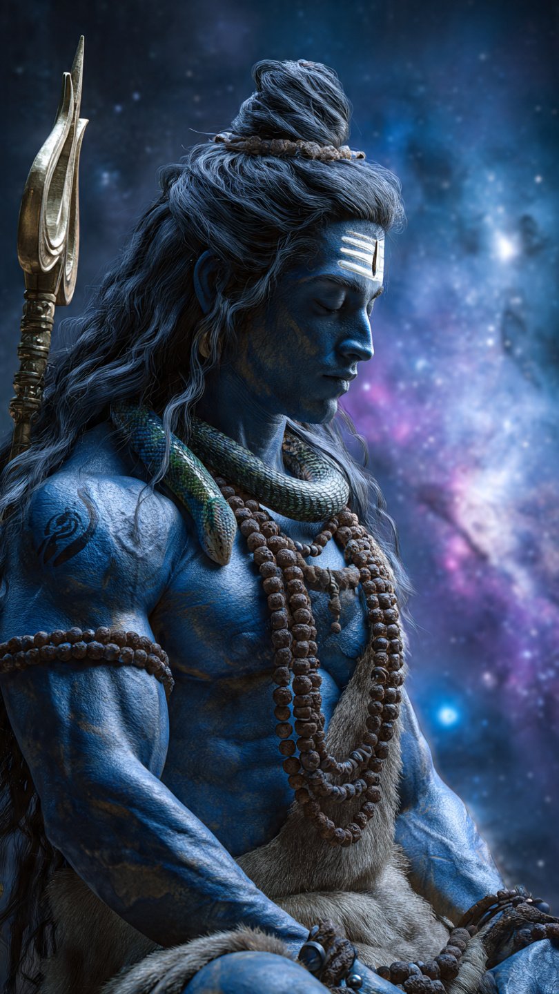 Divine Mahadev Meditation Portrait – Cosmic Power & Inner Peace