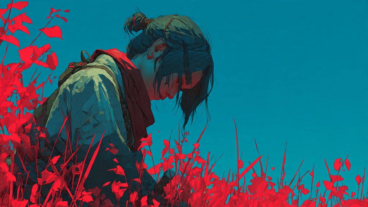 Silent Resolve – Anime-Style Cinematic Warrior Wallpaper