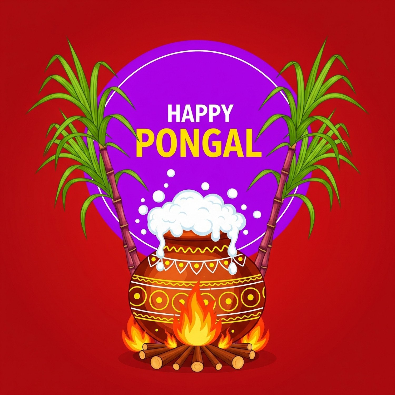 Happy Pongal Festival – Traditional Pongal Pot Celebration Art