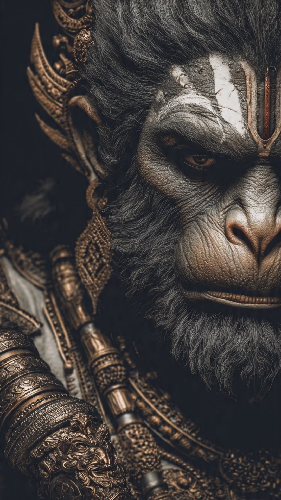 Fierce Lord Hanuman Close-Up – Divine Power Portrait