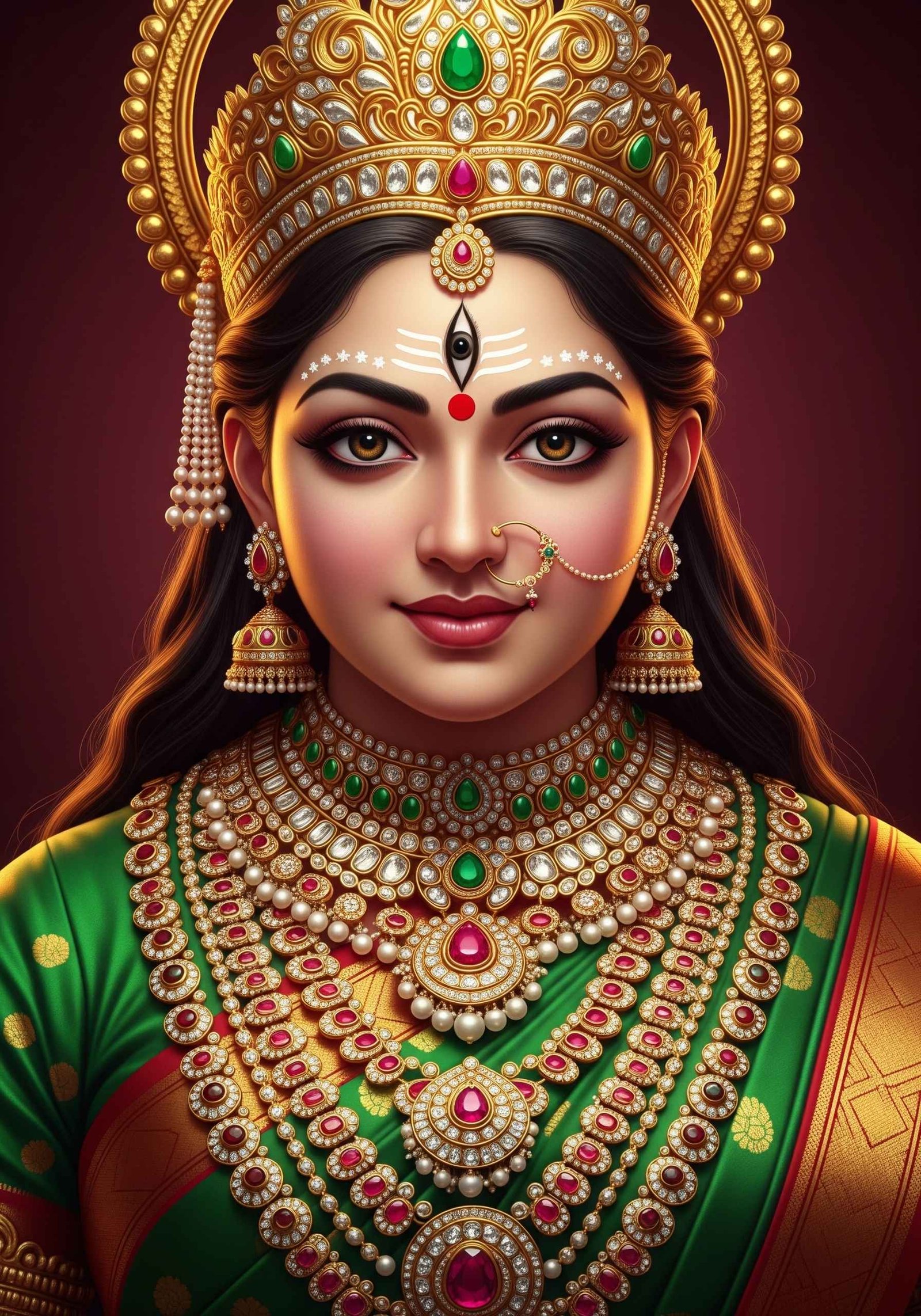 Divine Goddess Portrait – Royal Hindu Devi Art