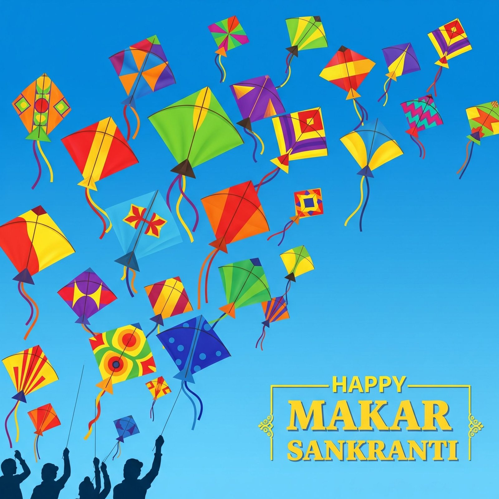 Happy Makar Sankranti Colorful Kite Festival Wallpaper