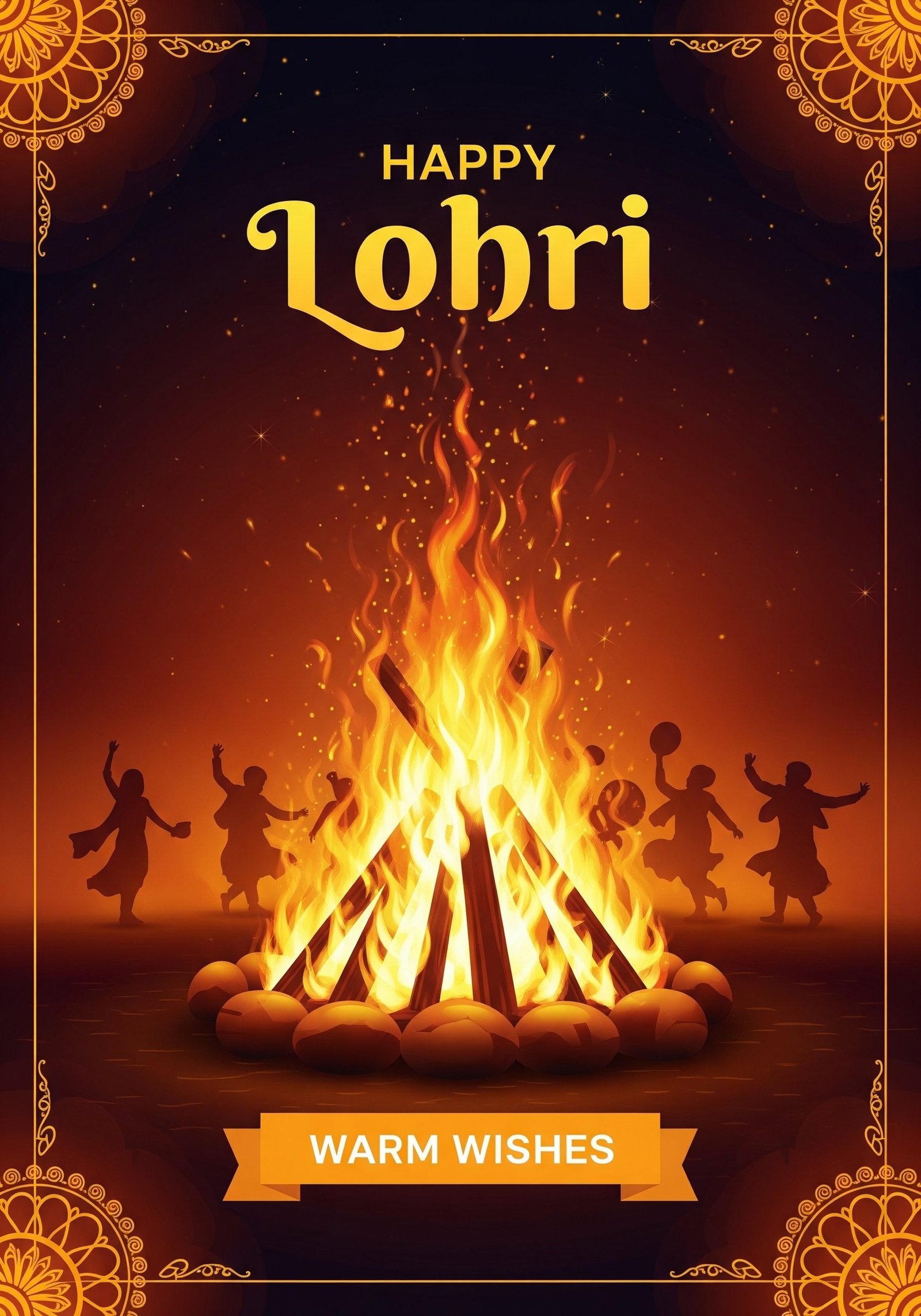 Happy Lohri Bonfire Celebration Poster