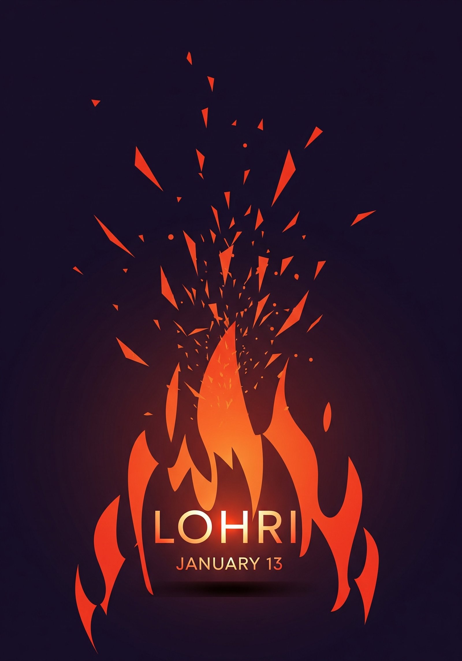 Lohri Bonfire Minimal Poster