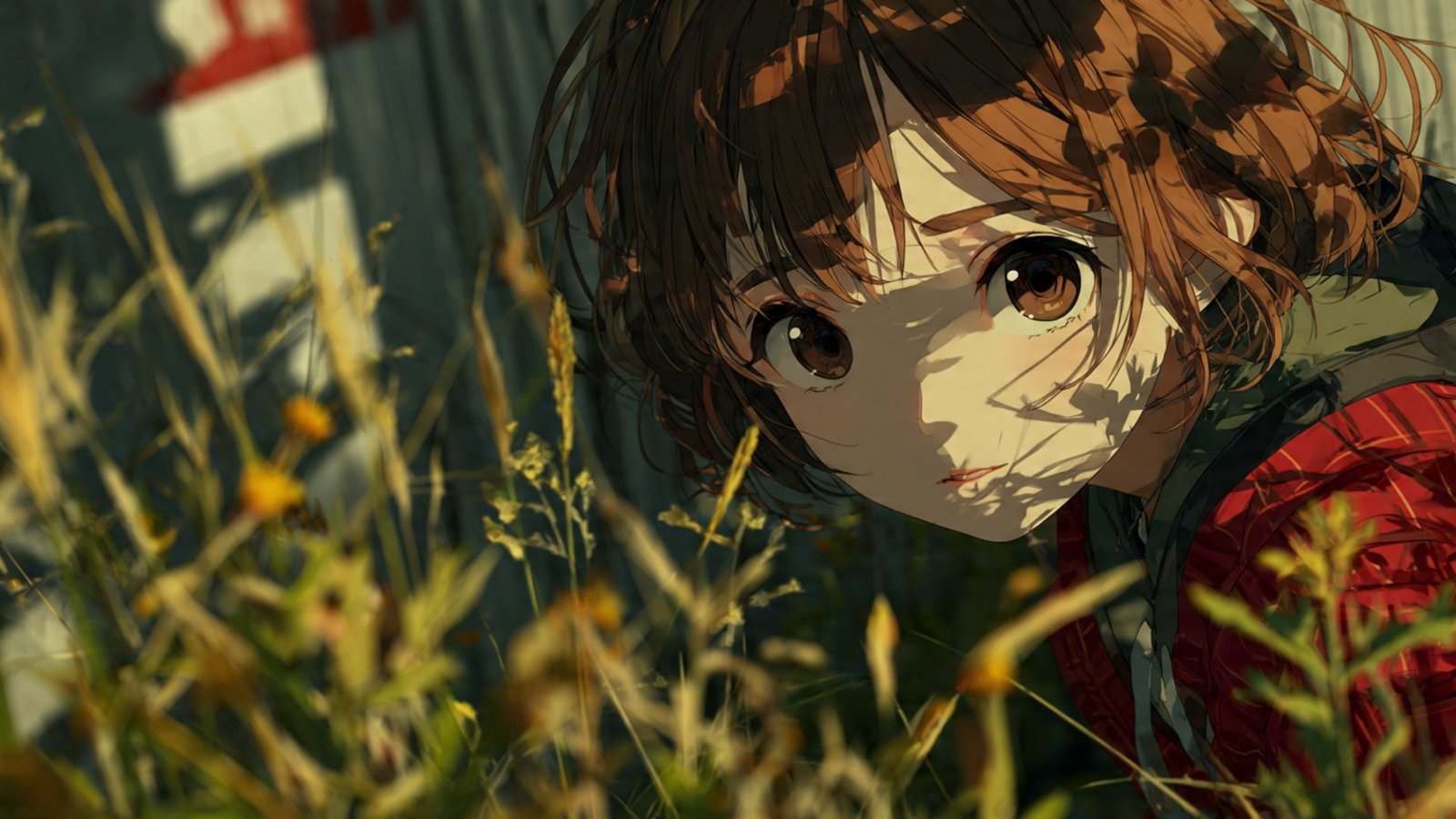 Soft Aesthetic Anime Girl in Golden Sunlight