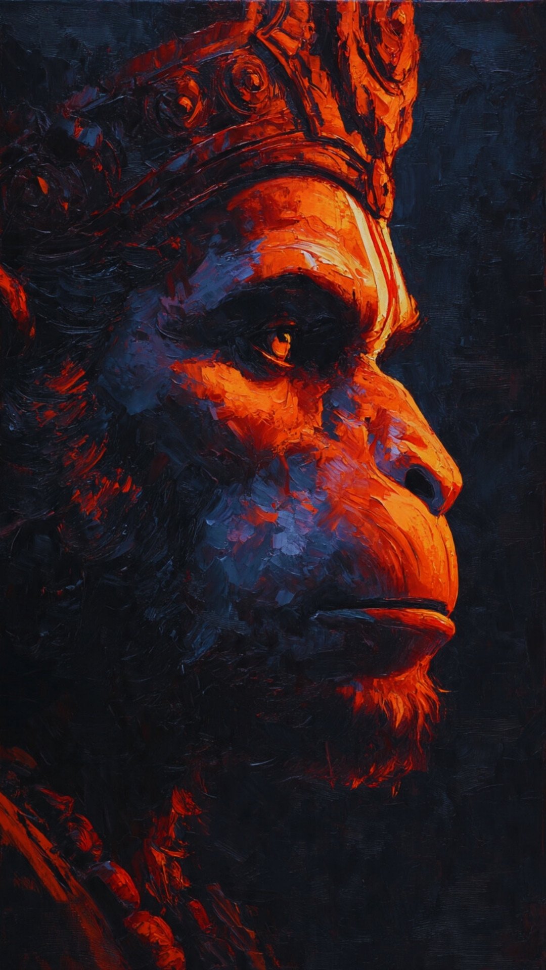 Fiery Hanuman Side Profile Artistic Devotional Wallpaper 4K Wallpaper for iPhone & Android