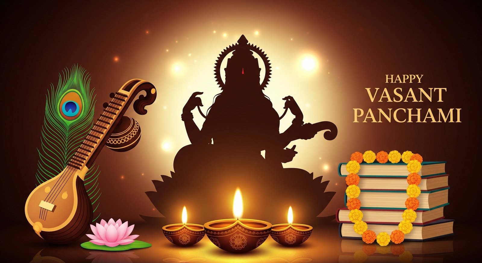 Happy Vasant Panchami Goddess Saraswati Poster