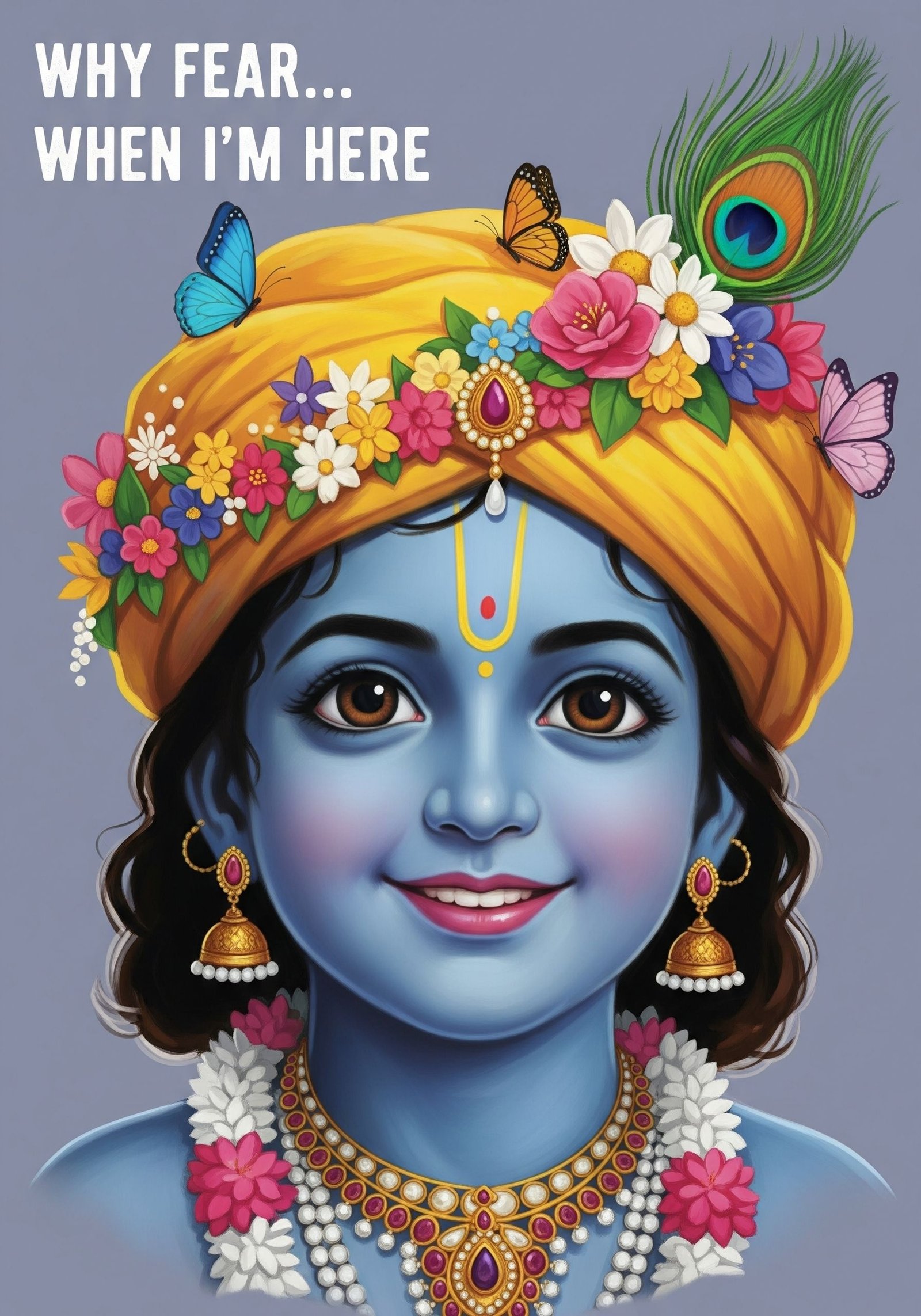 Innocent Child Krishna with Floral Crown and Divine Smile