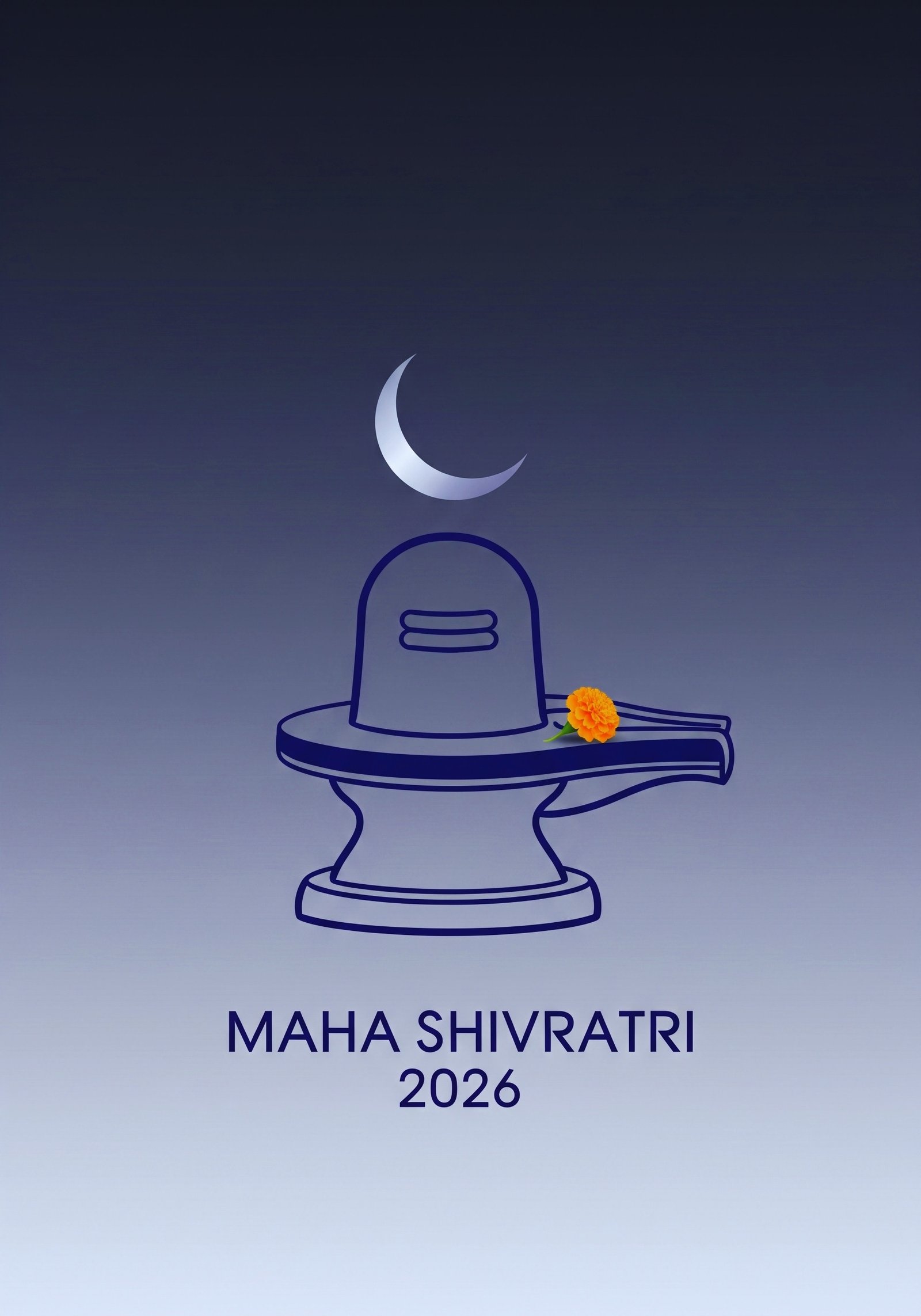Maha Shivratri 2026 Minimal Shiva Lingam with Crescent Moon 4K Wallpaper for iPhone & Android
