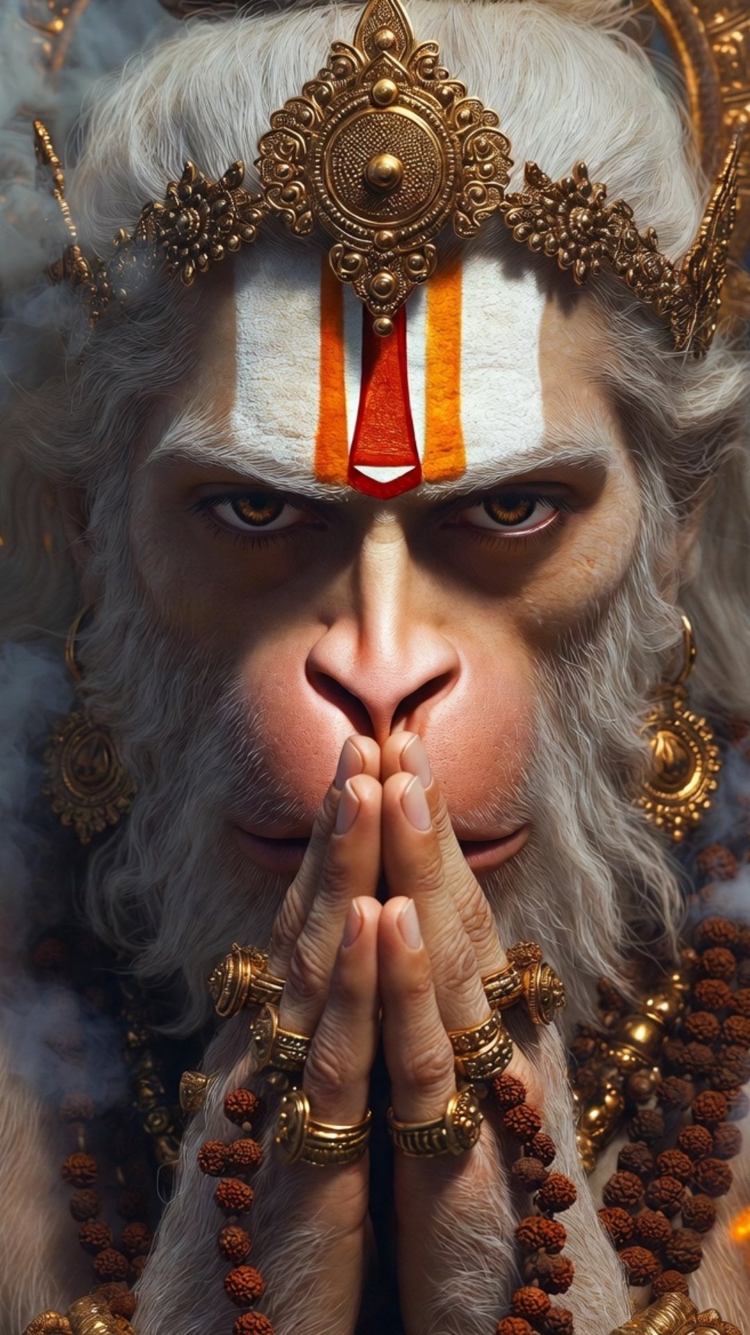 Shri Hanuman in Deep Meditation – Divine Strength and Devotion 4K Wallpaper for iPhone & Android
