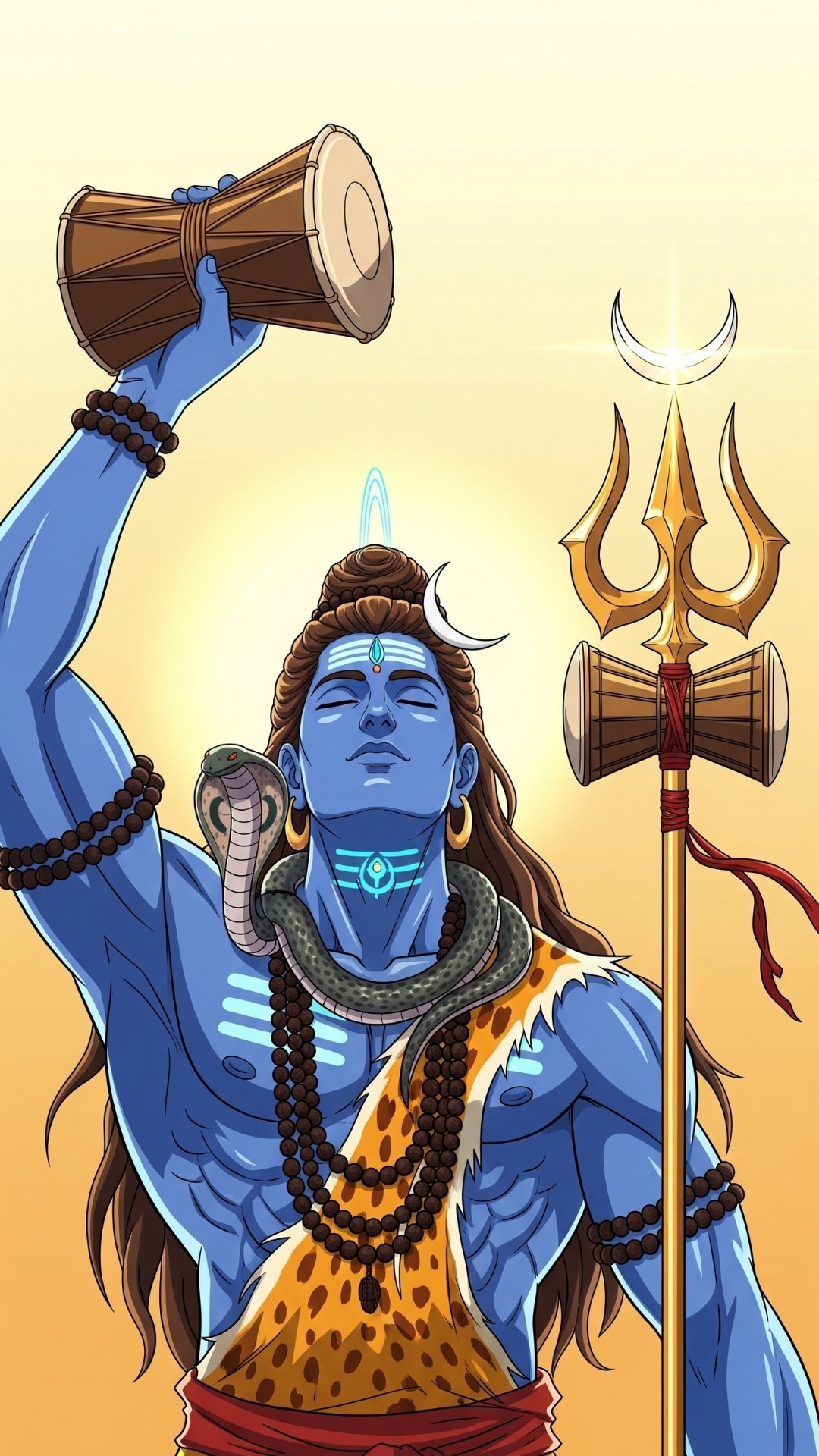 Lord Shiva Damru and Trishul Illustration with Divine Energy