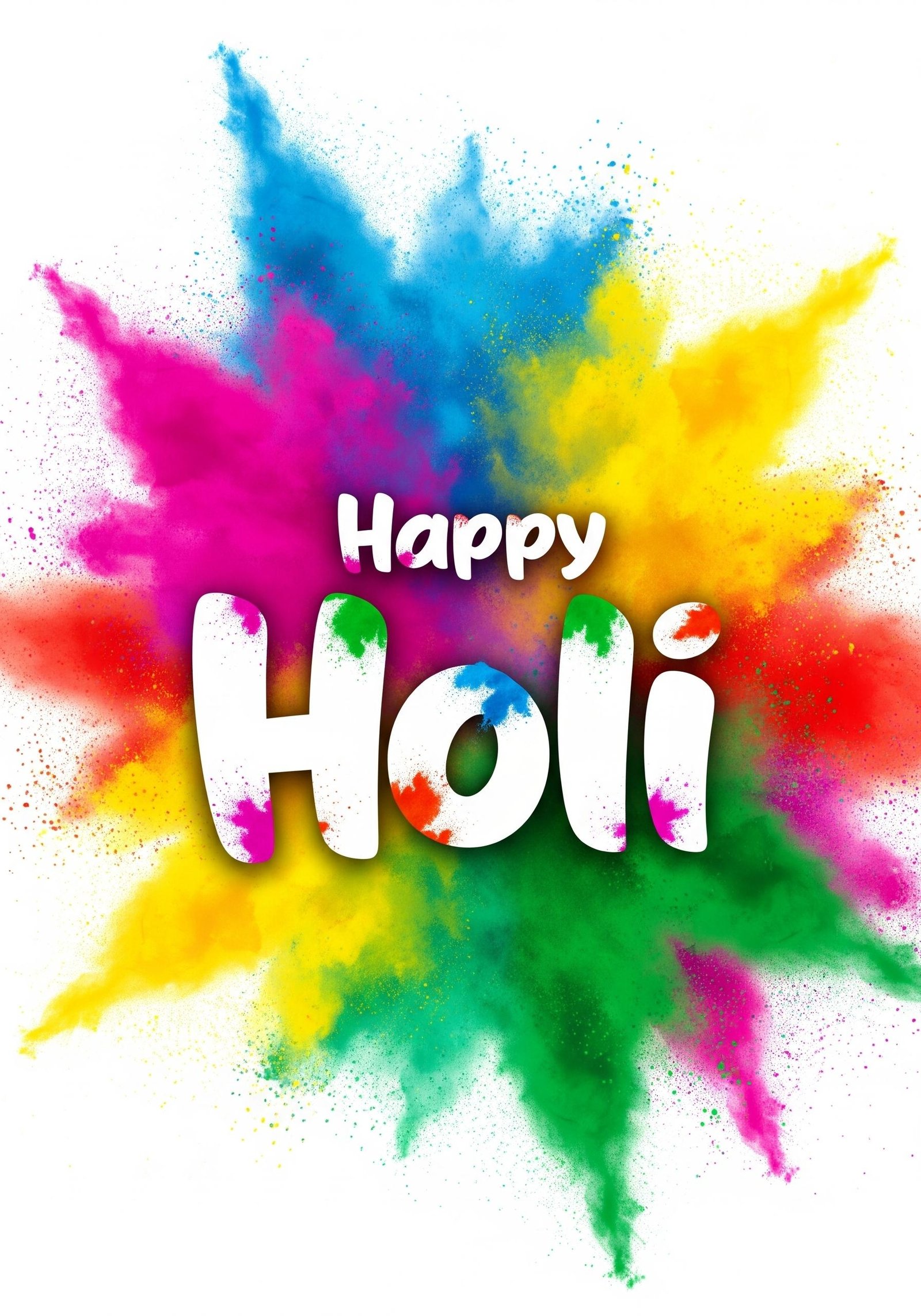 Happy Holi Color Splash Typography Wallpaper 4K Wallpaper for iPhone & Android