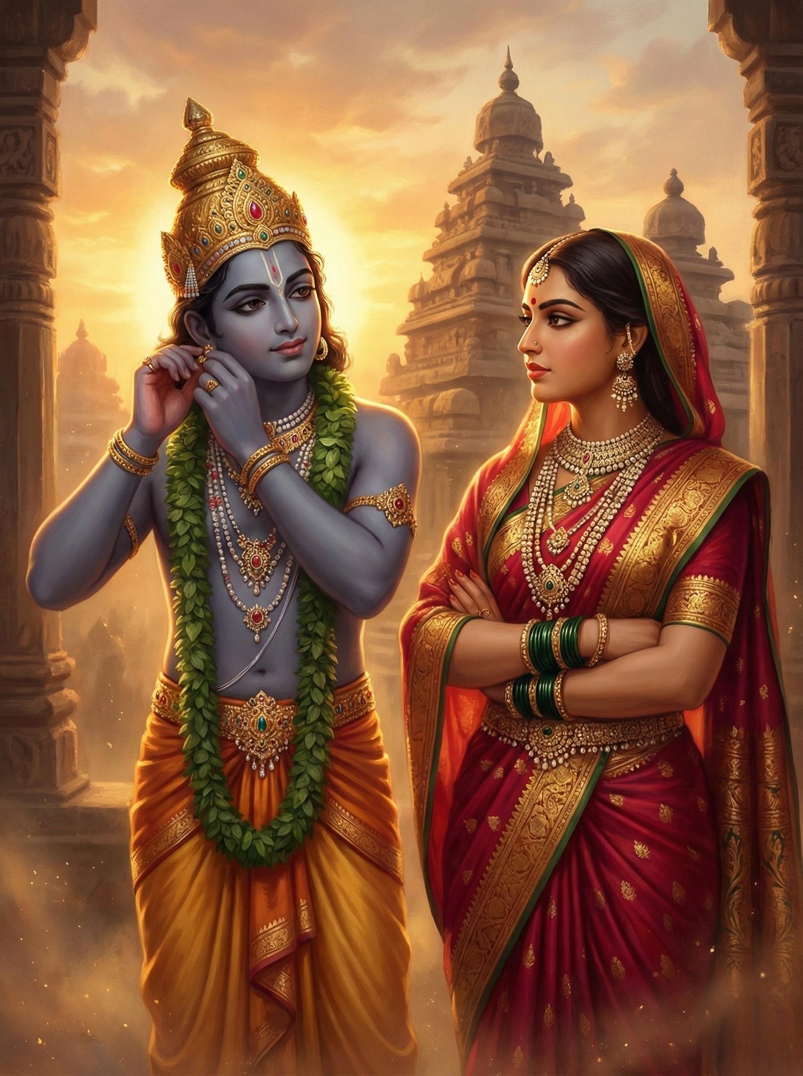 Divine Shri Ram and Sita in Royal Temple Glow