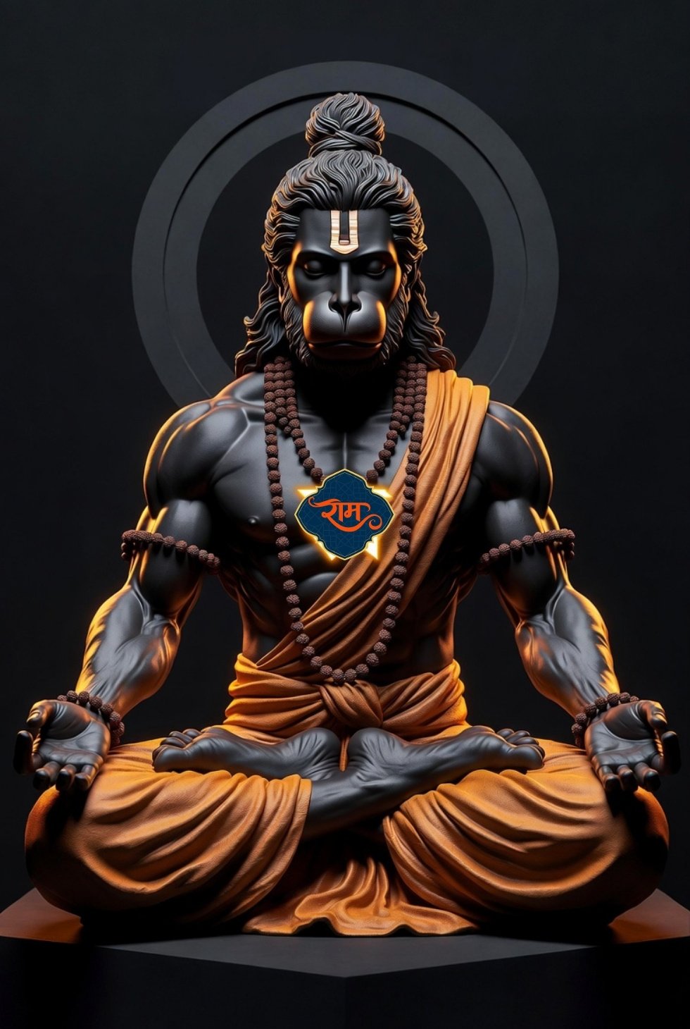 Minimalist Dark Hanuman Meditation with Ram Name Glow