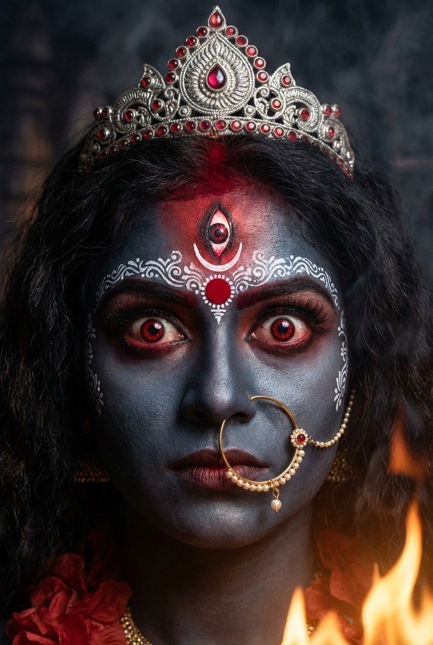 Fierce Maa Kali Portrait with Third Eye Glow