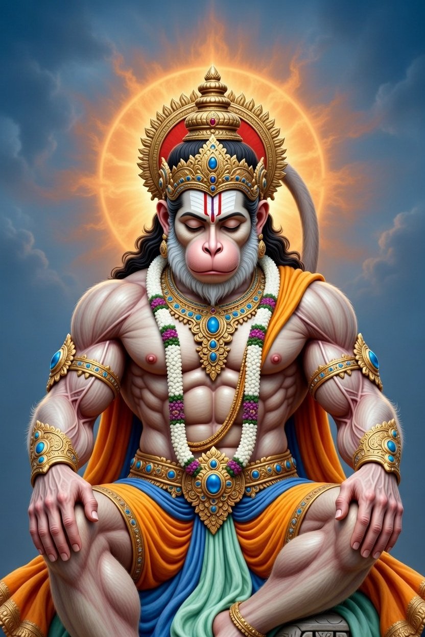 Divine Hanuman Meditation with Golden Aura