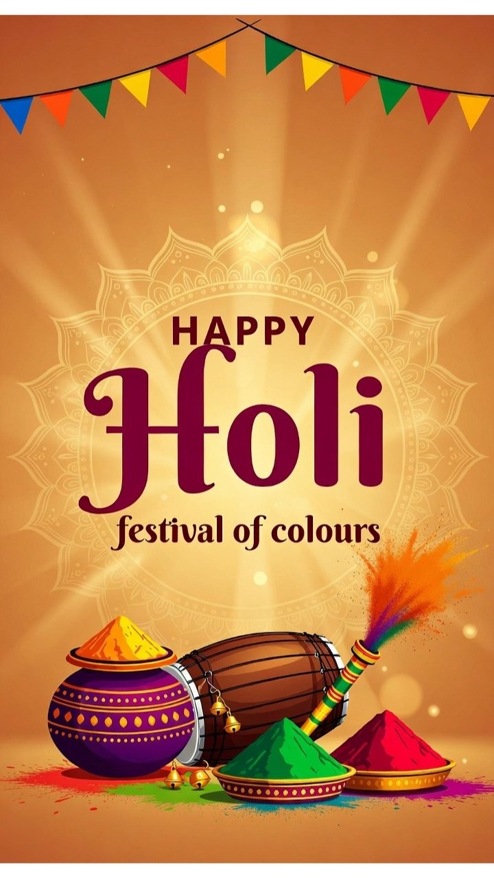Happy Holi Festival of Colors Poster 4K Wallpaper for iPhone & Android