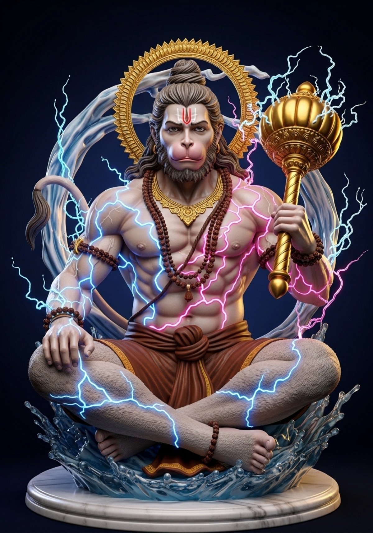 Powerful Hanuman with Lightning Energy Wallpaper 4K Wallpaper for iPhone & Android