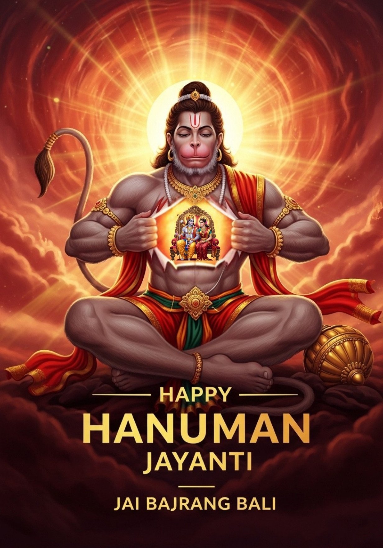 Happy Hanuman Jayanti Bajrang Bali Devotional Wallpaper