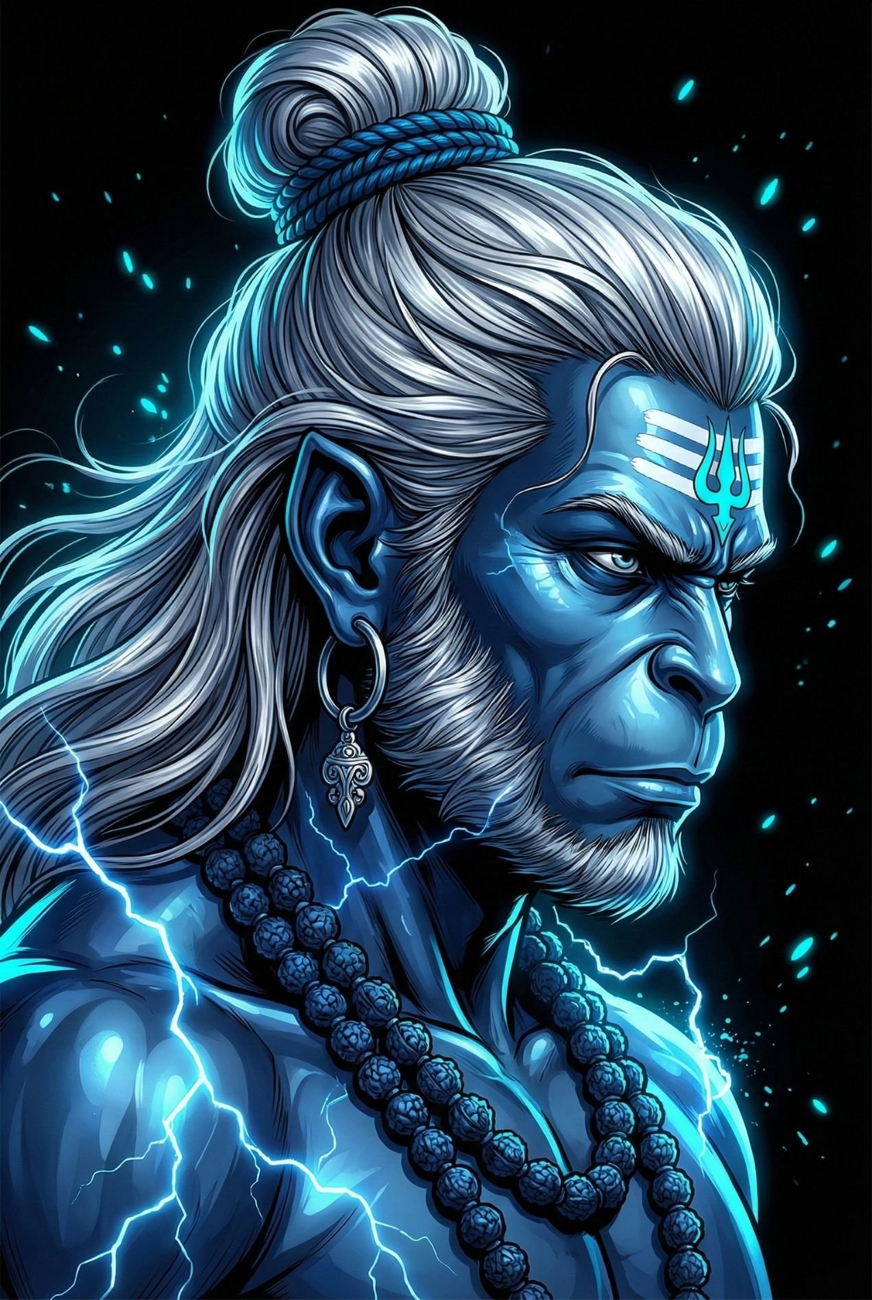 Divine Hanuman Warrior Portrait Spiritual Wallpaper 4K Wallpaper for iPhone & Android