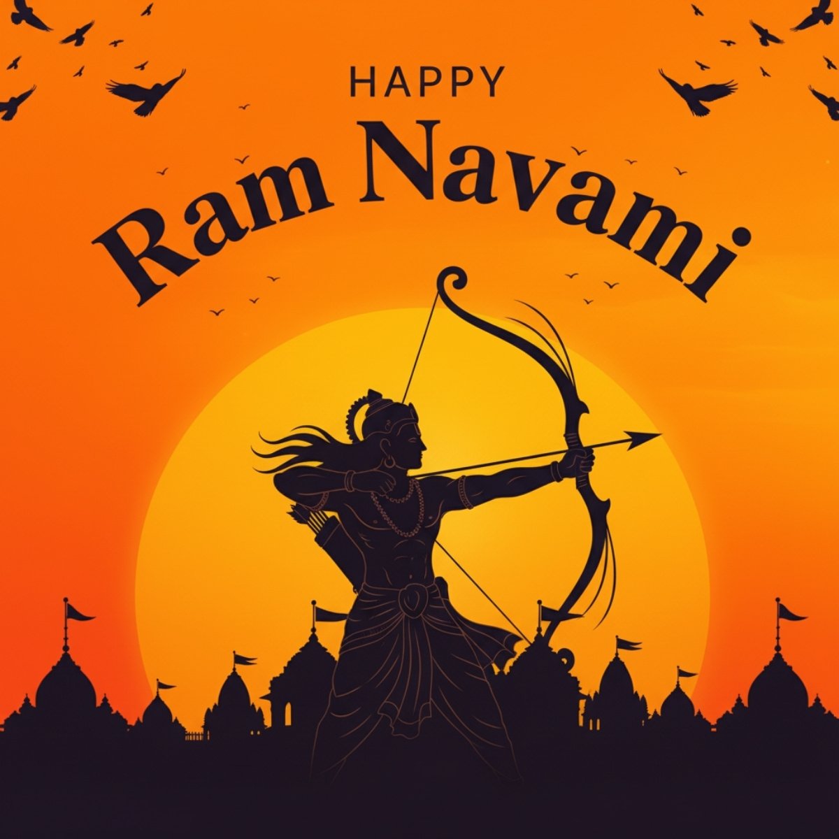 Happy Ram Navami Lord Rama Silhouette HD Wallpaper 4K Wallpaper for iPhone & Android