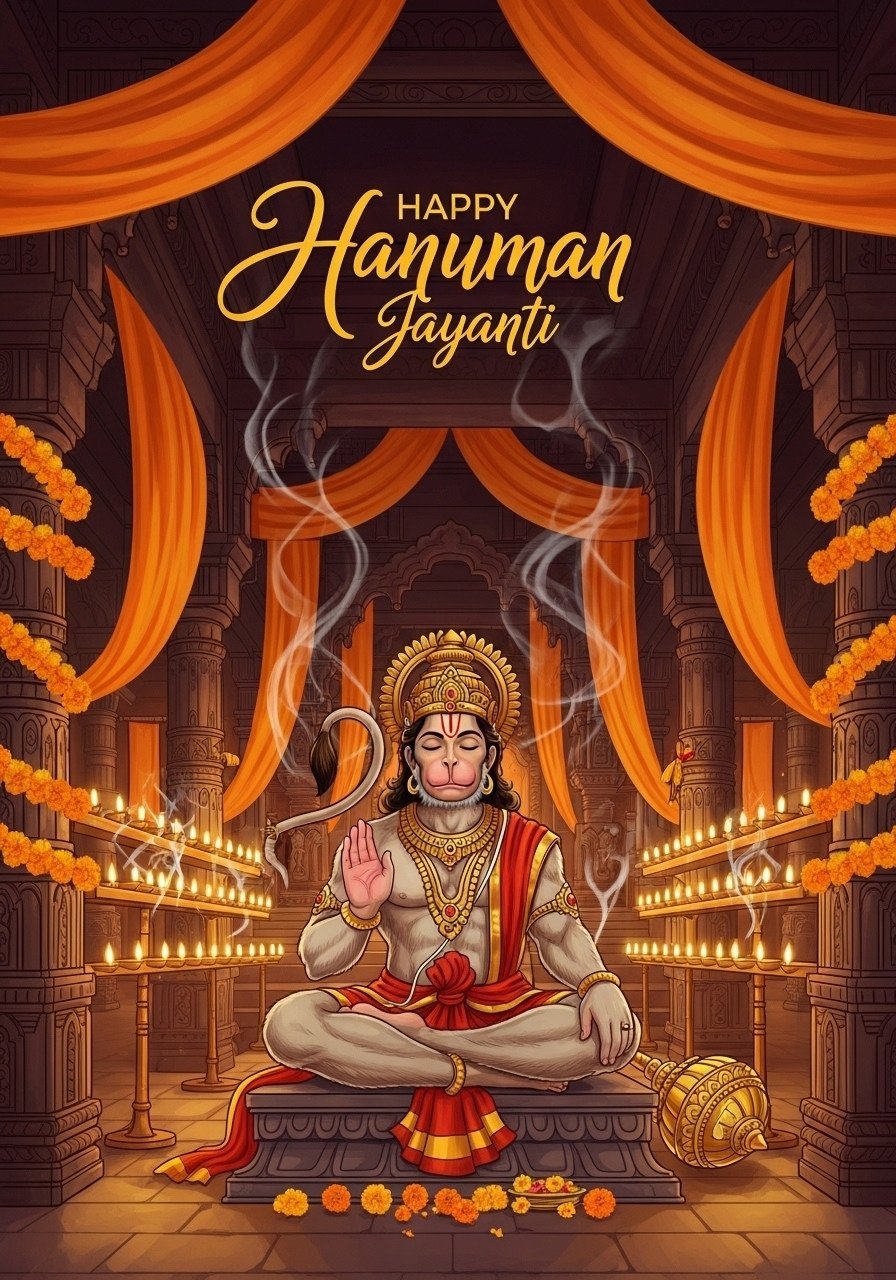 Happy Hanuman Jayanti Temple Meditation HD Wallpaper 4K Wallpaper for iPhone & Android