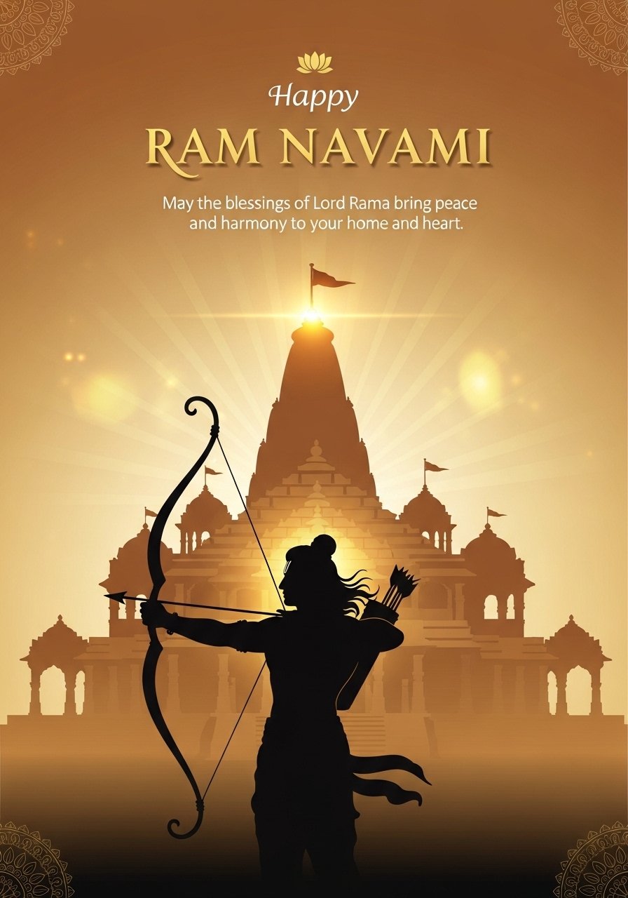 Happy Ram Navami Lord Rama Temple HD Wallpaper 4K Wallpaper for iPhone & Android