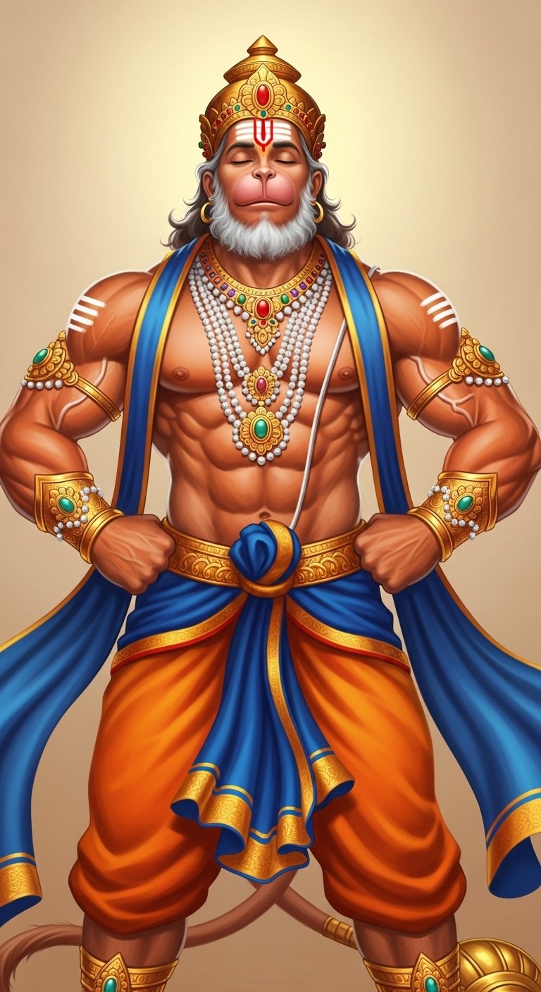 Powerful Hanuman Strength Pose HD Wallpaper 4K Wallpaper for iPhone & Android
