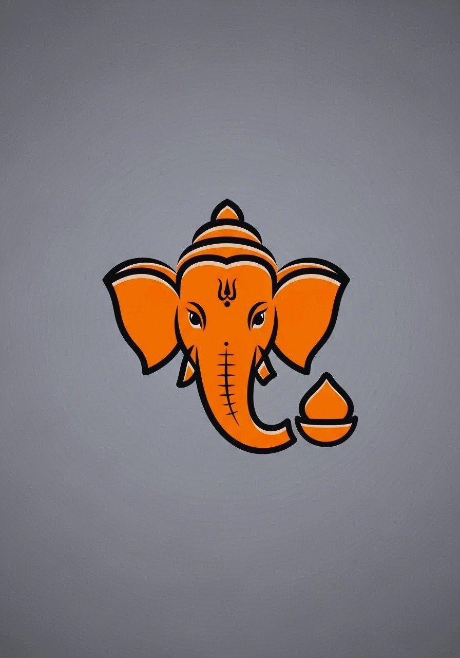 Minimal Ganesh Orange Icon Clean HD Wallpaper