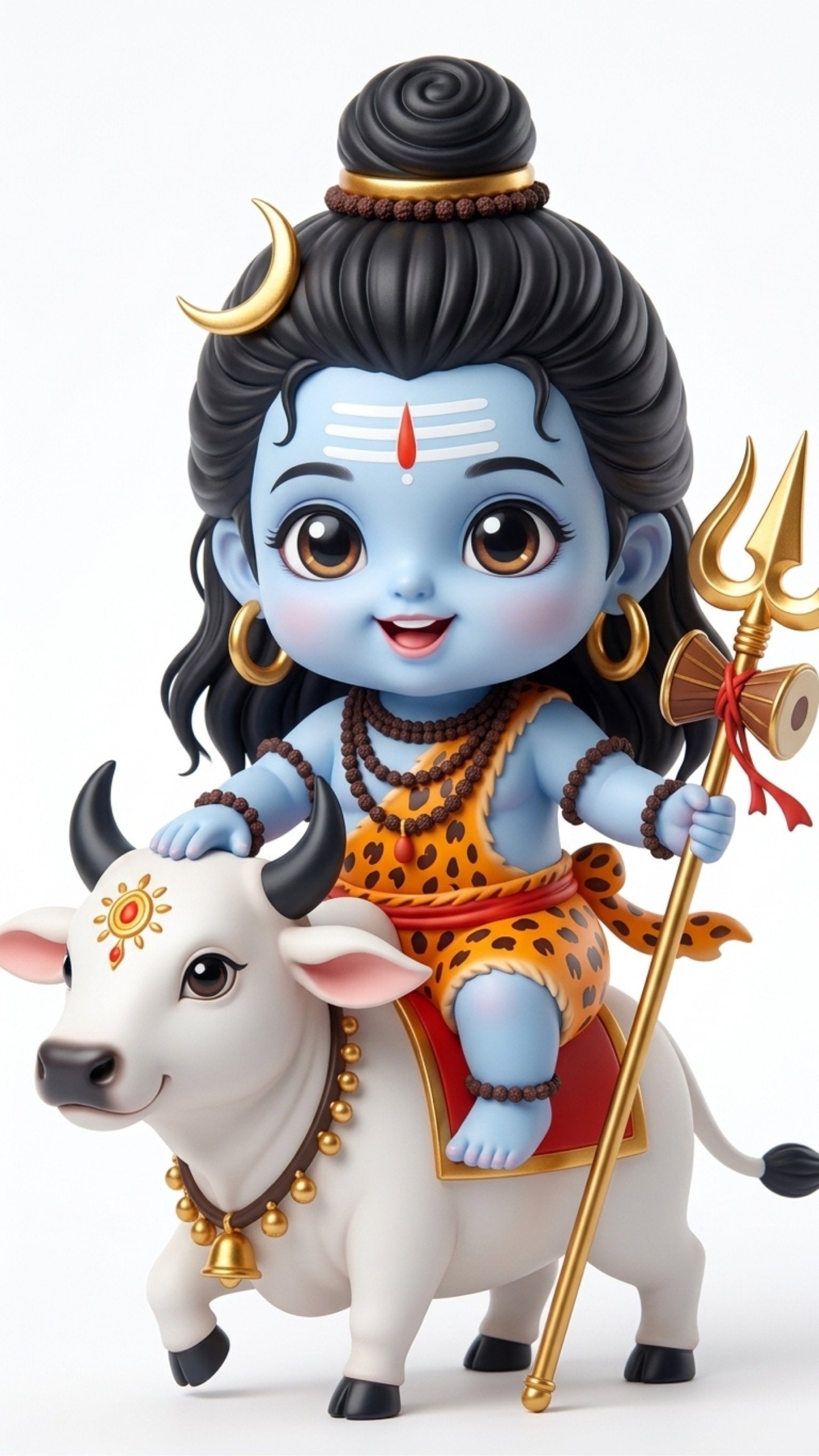 Cute Baby Shiva Nandi 3D Cartoon HD Wallpaper