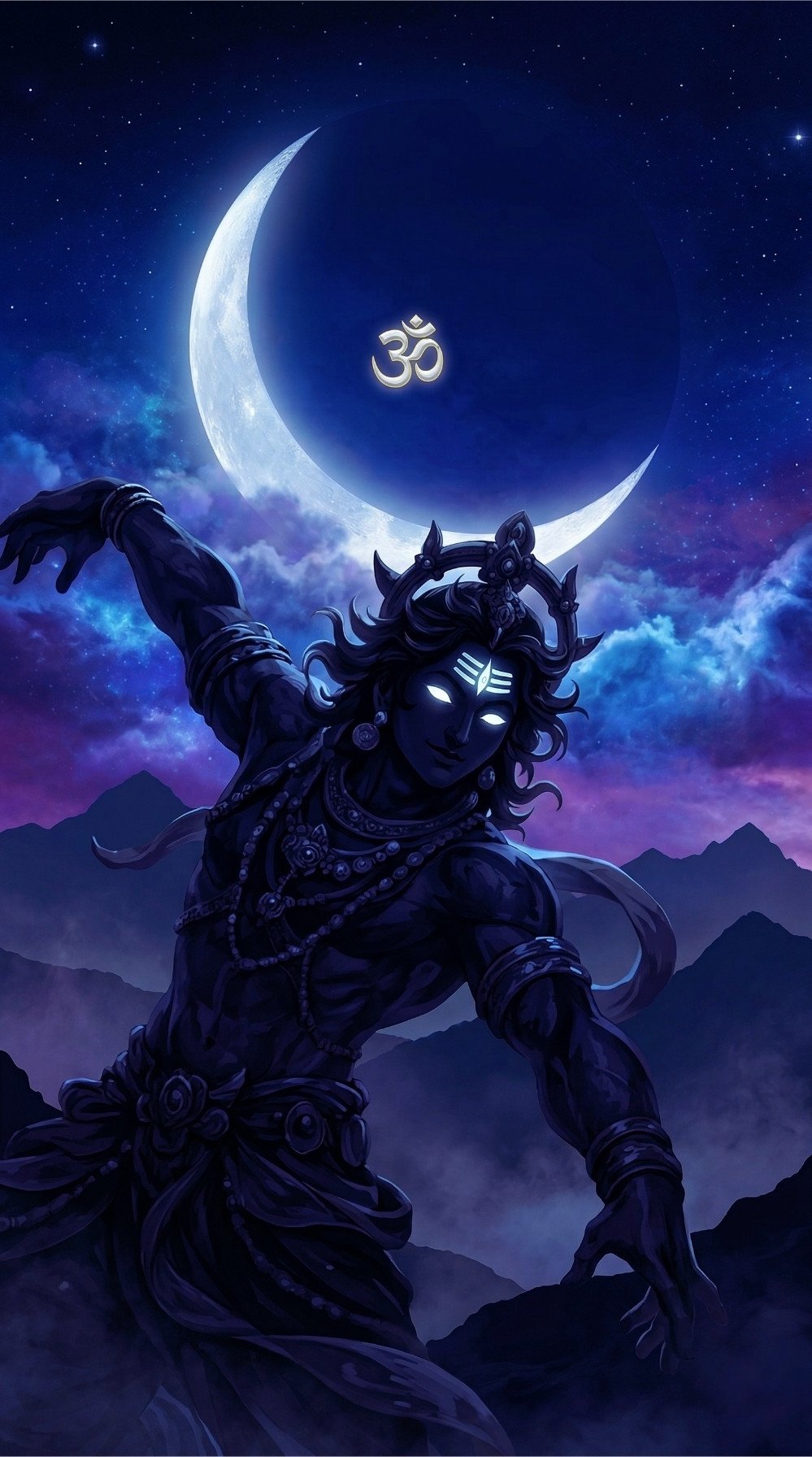 Lord Krishna Cosmic Moon Divine HD Wallpaper