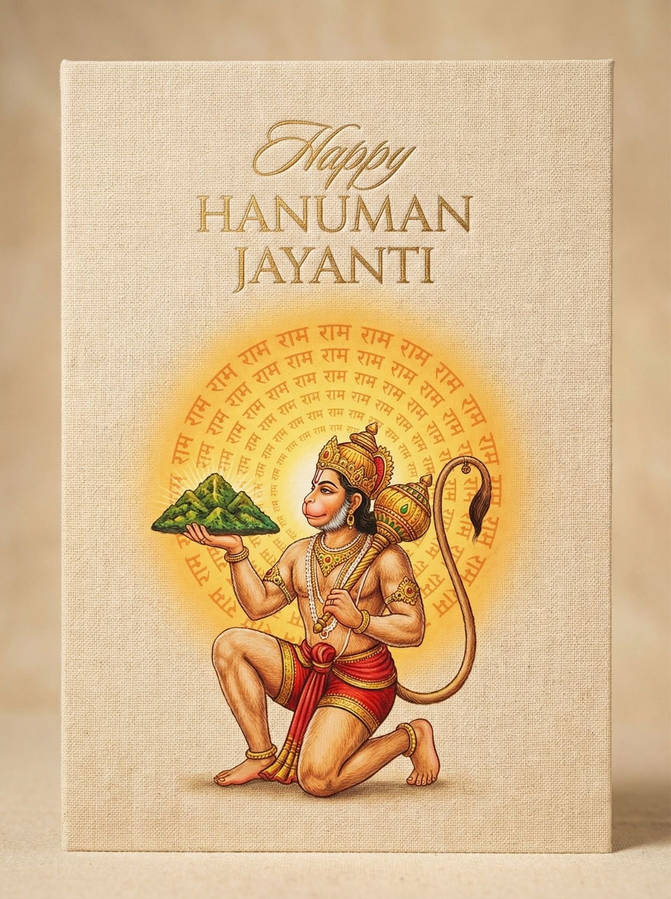 Minimal Hanuman Jayanti Canvas Art Ram Naam Halo