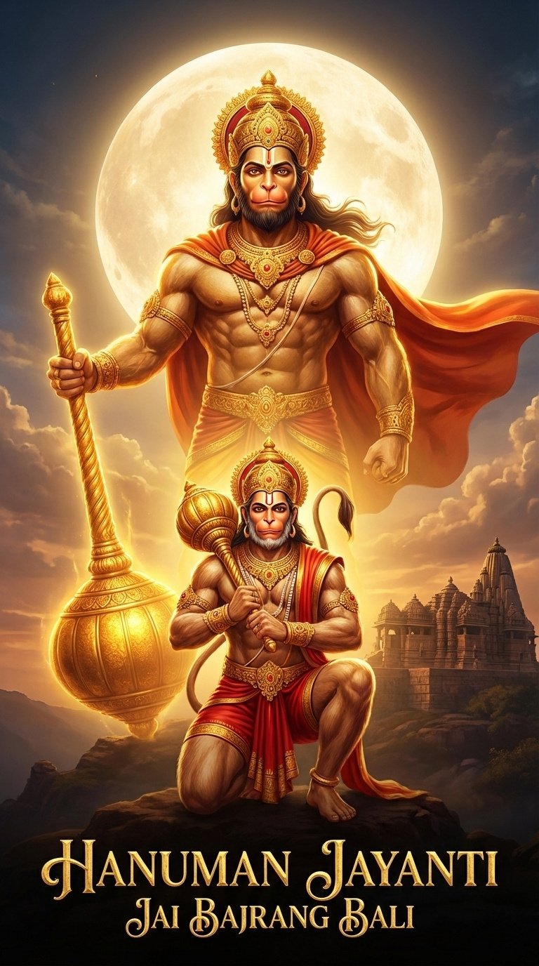Hanuman Jayanti Moonlight Temple Powerful HD Wallpaper