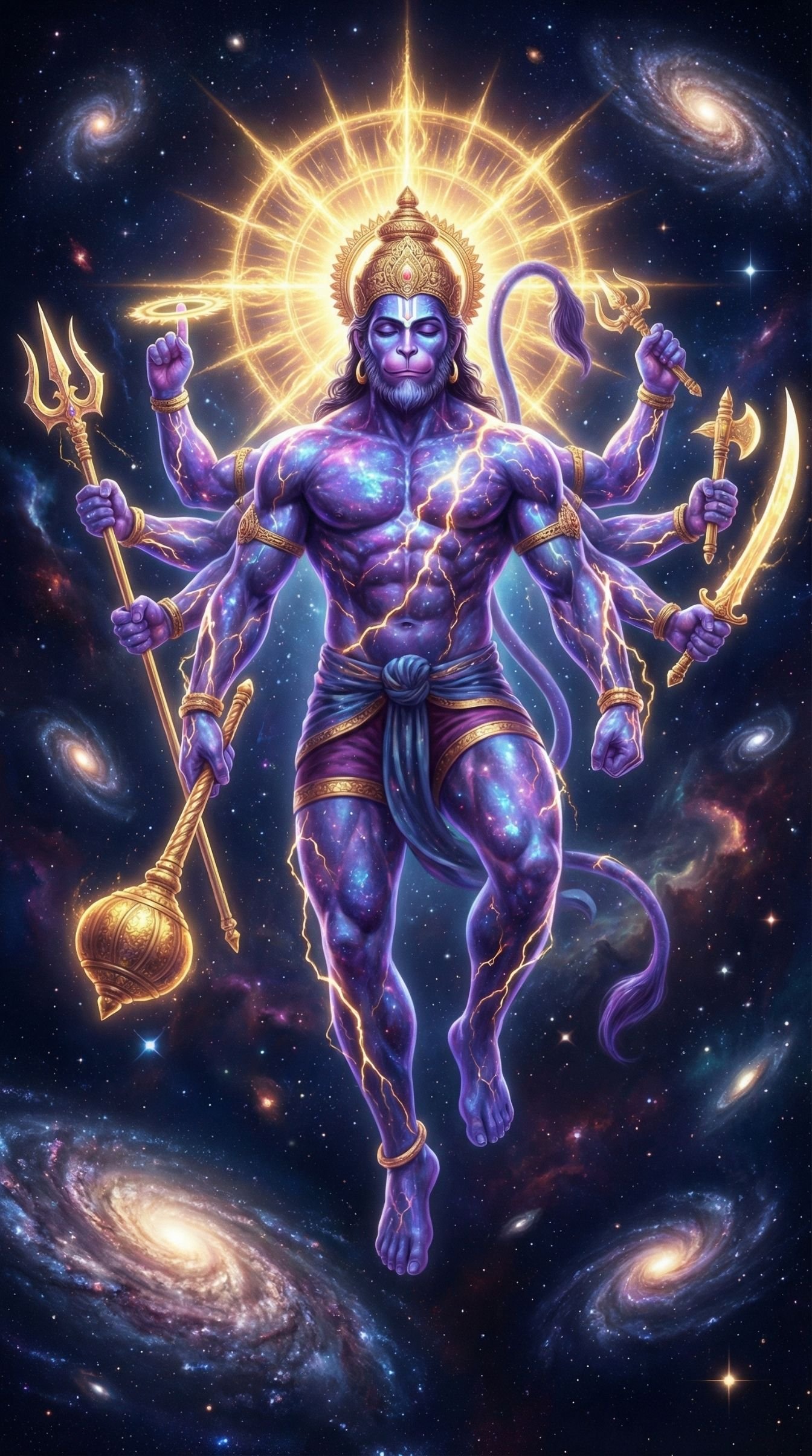 Cosmic Multi Arm Hanuman Galaxy Divine Power