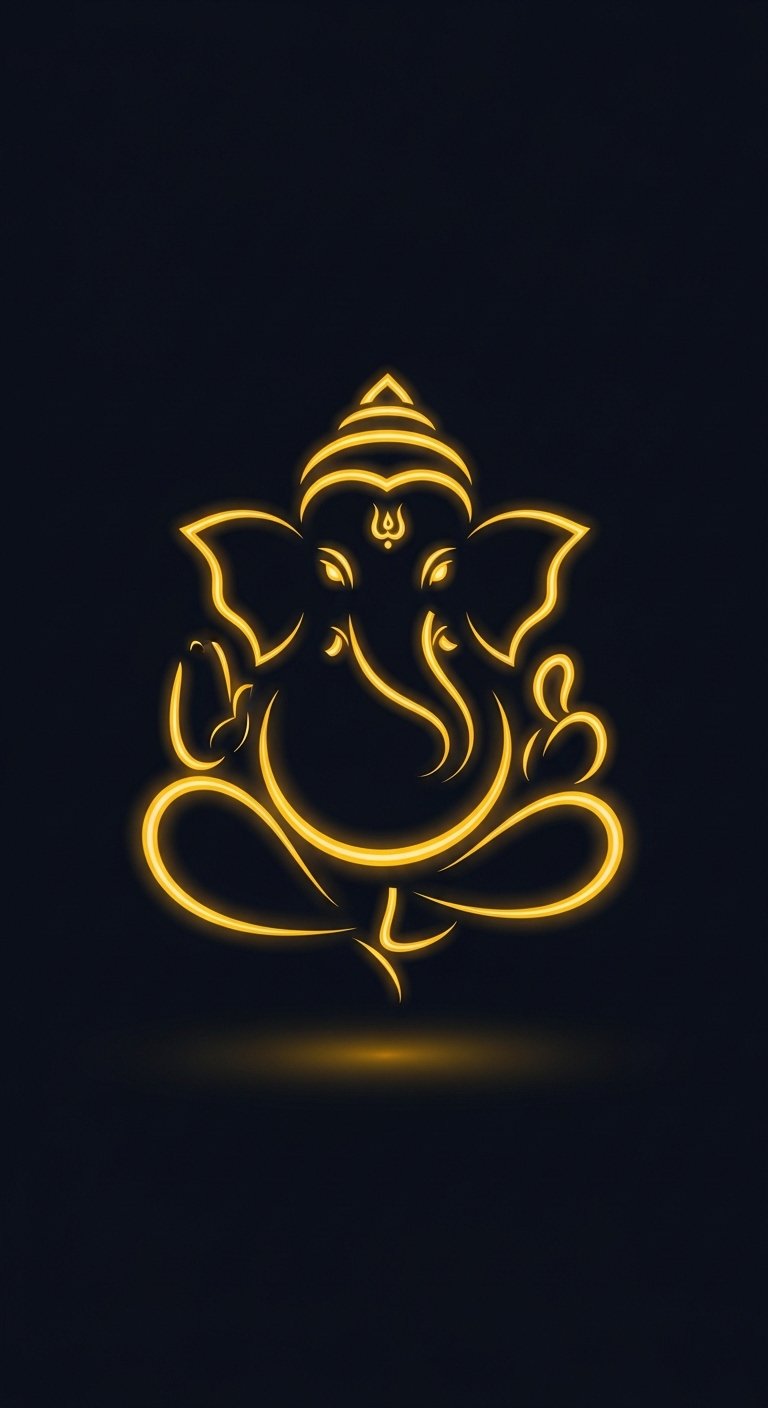 Golden Glow Lord Ganesha Minimal Dark HD Wallpaper