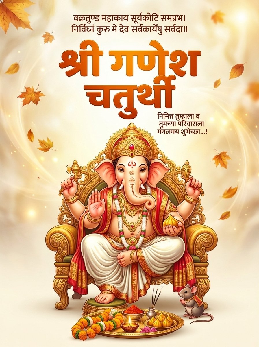 Shree Ganesh Chaturthi Festival Blessing HD Devotional Poster