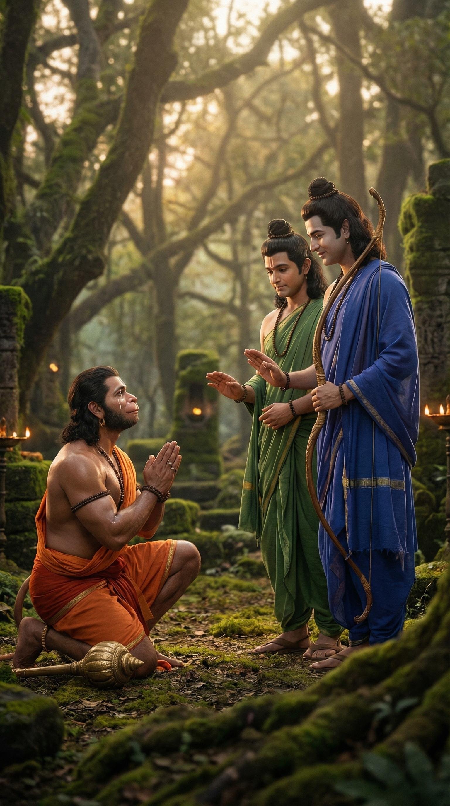 Lord Rama Lakshman Blessing Hanuman HD Wallpaper