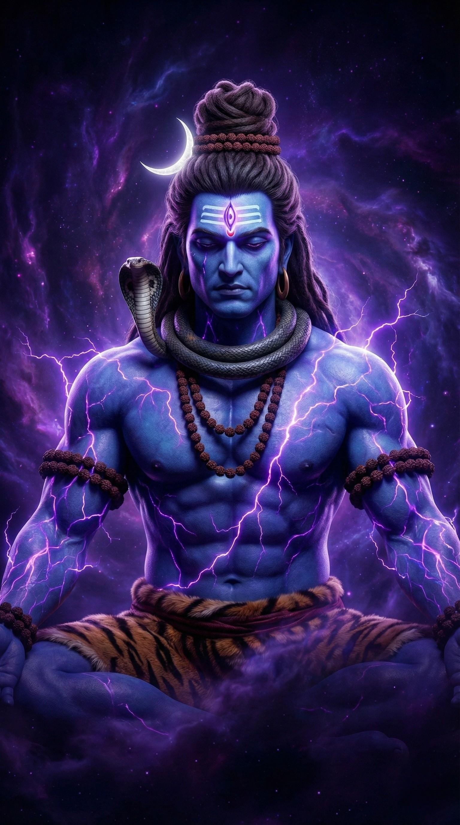 Lord Shiva Cosmic Energy Purple HD Wallpaper