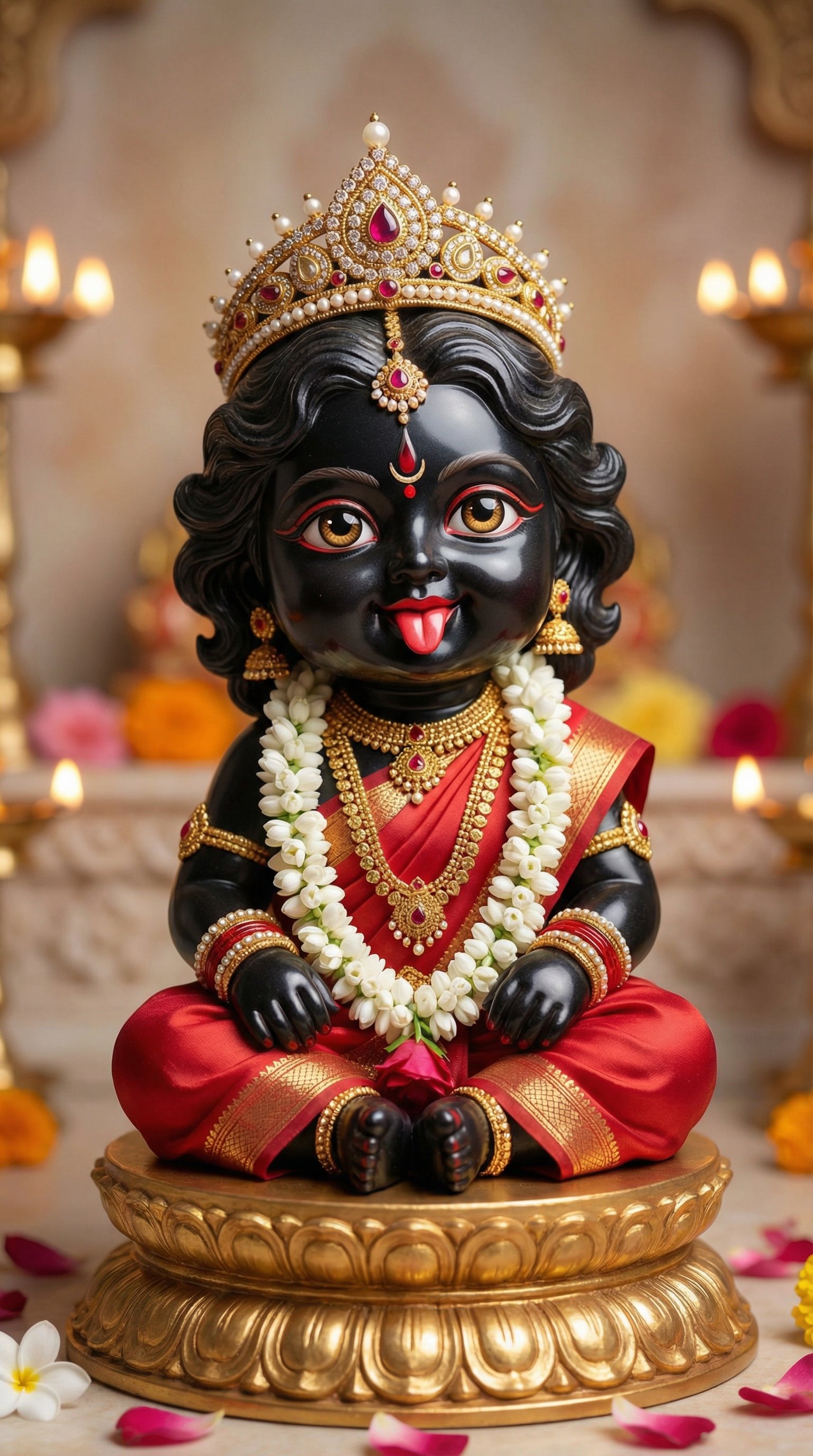 Cute Maa Kali Idol HD Wallpaper with Jewelry