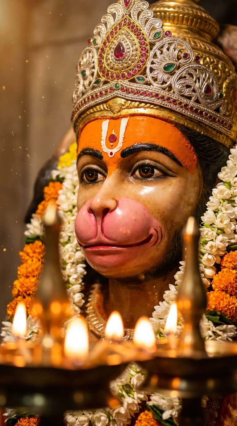 Lord Hanuman Temple Idol Aarti HD Wallpaper