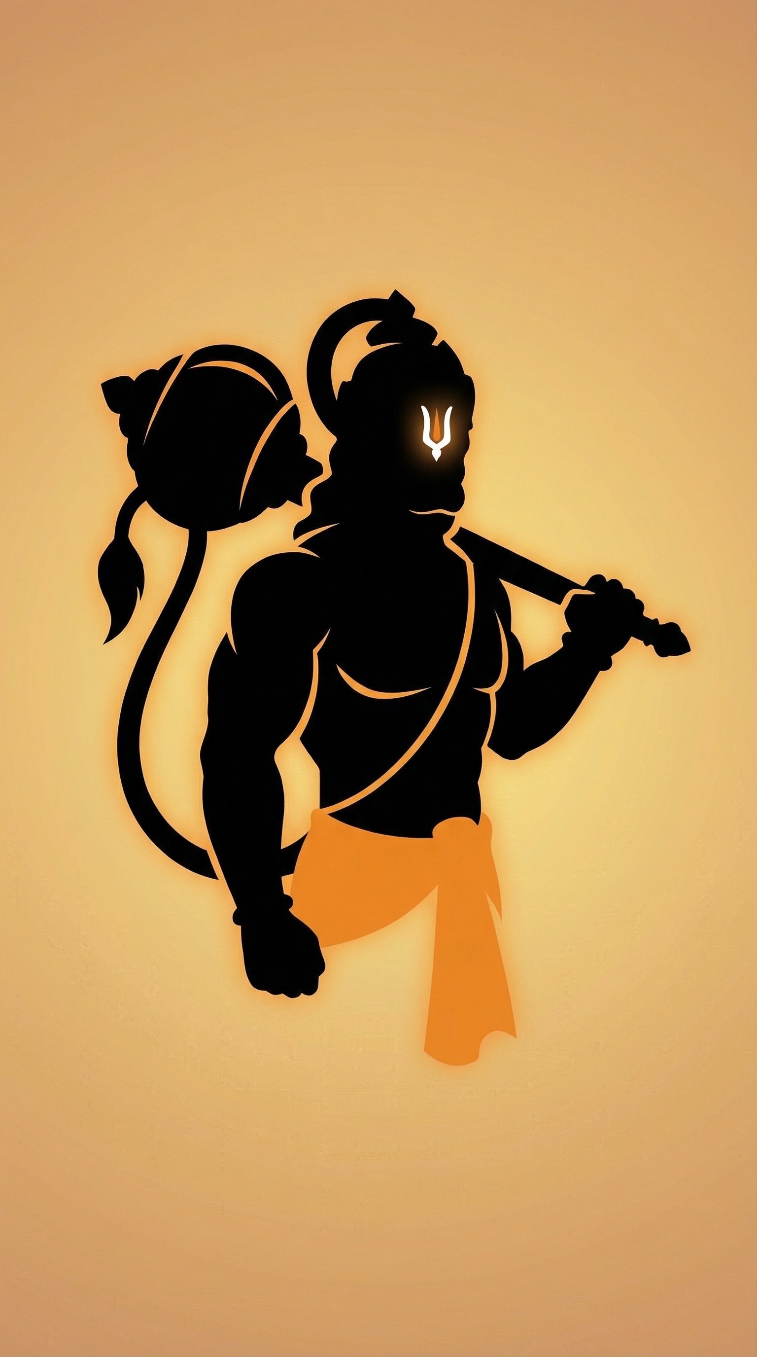 Minimal Hanuman Silhouette Glow Wallpaper