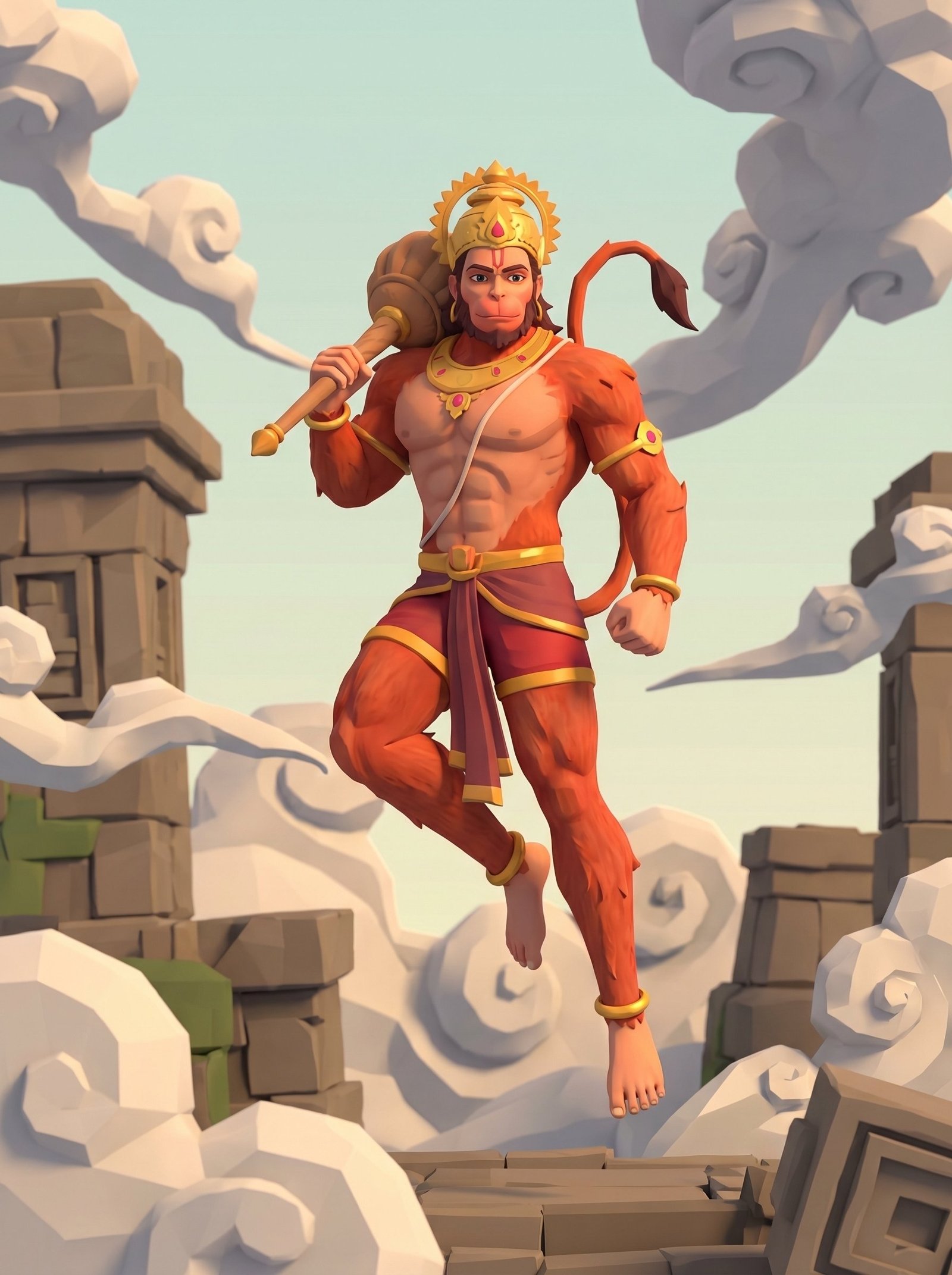 3D Hanuman Cartoon Style HD Wallpaper