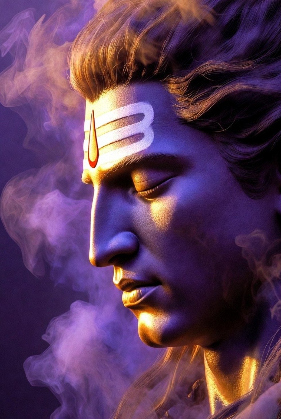 Divine Shiva Calm Face with Mystical Spiritual Aura
