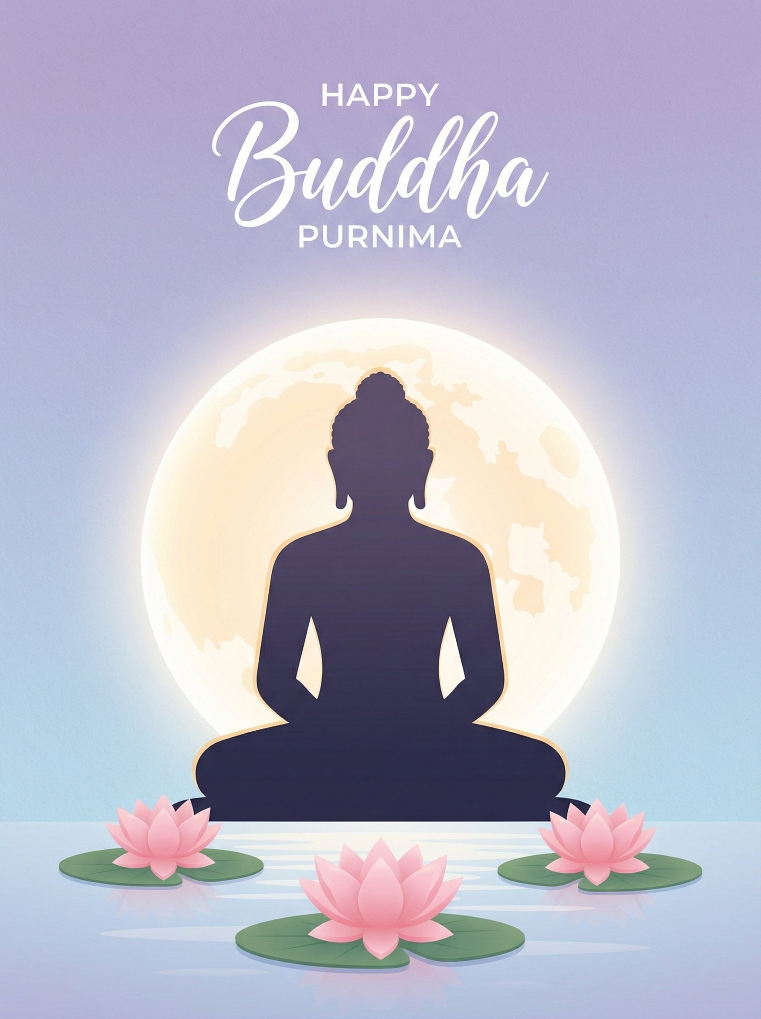 Happy Buddha Purnima Minimal Meditation Lotus Art