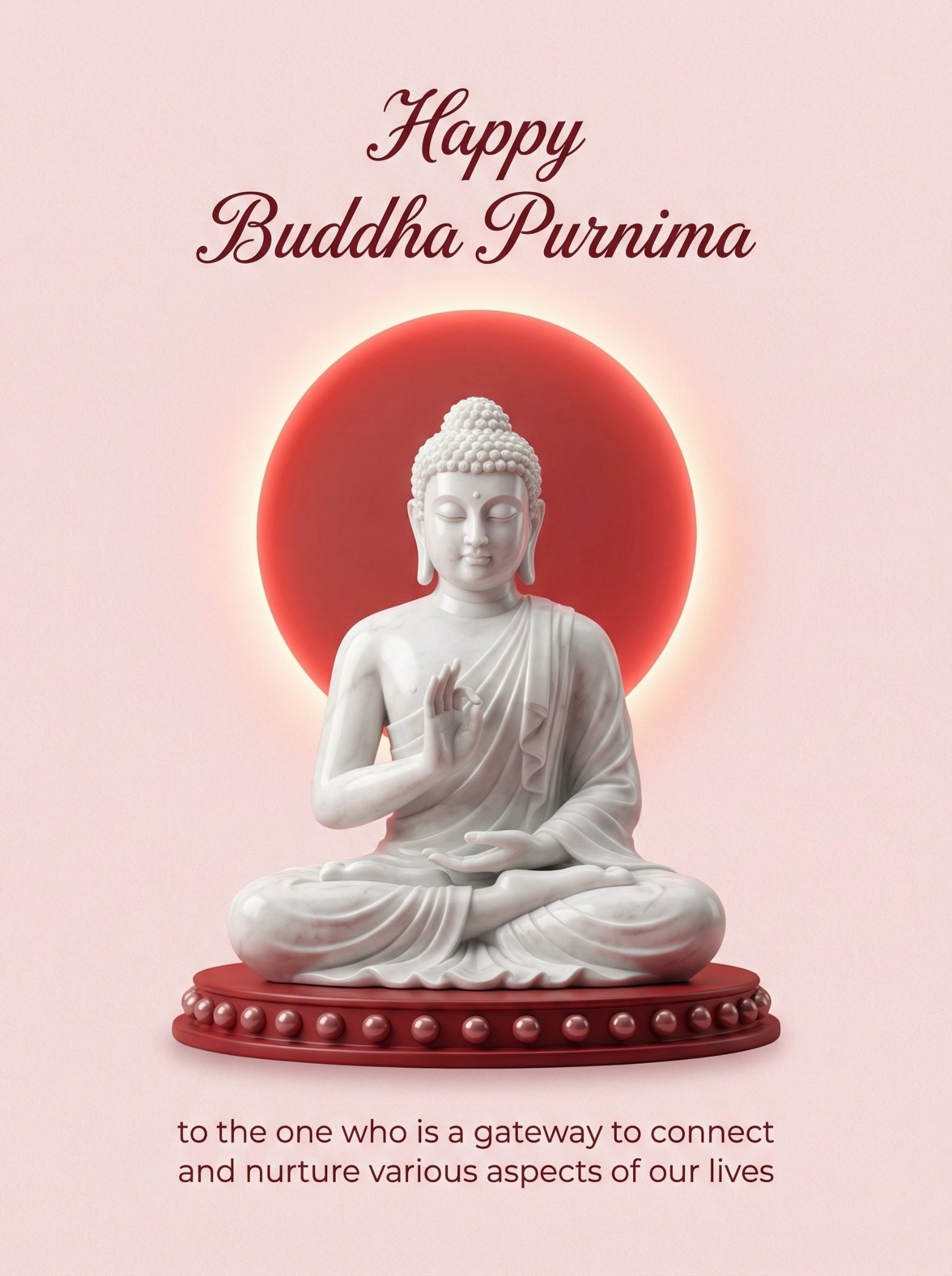 Peaceful Buddha Statue with Red Halo Spiritual Wallpaper