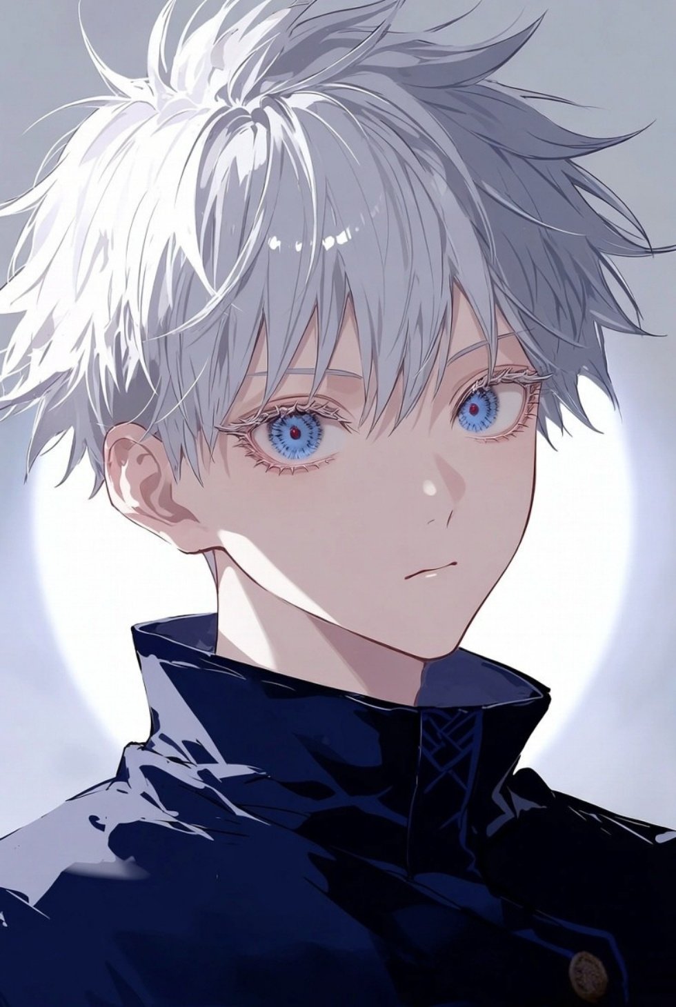White Hair Anime Boy with Blue Eyes Aesthetic Wallpaper