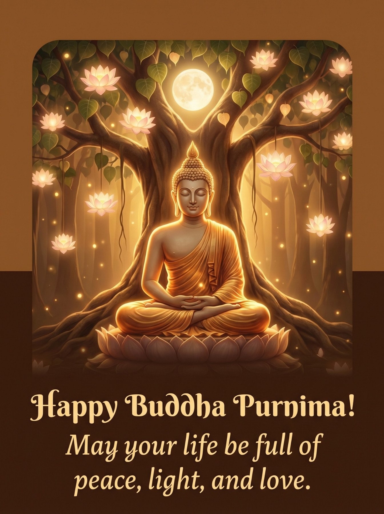 Buddha Meditation Under Bodhi Tree Golden Glow Art
