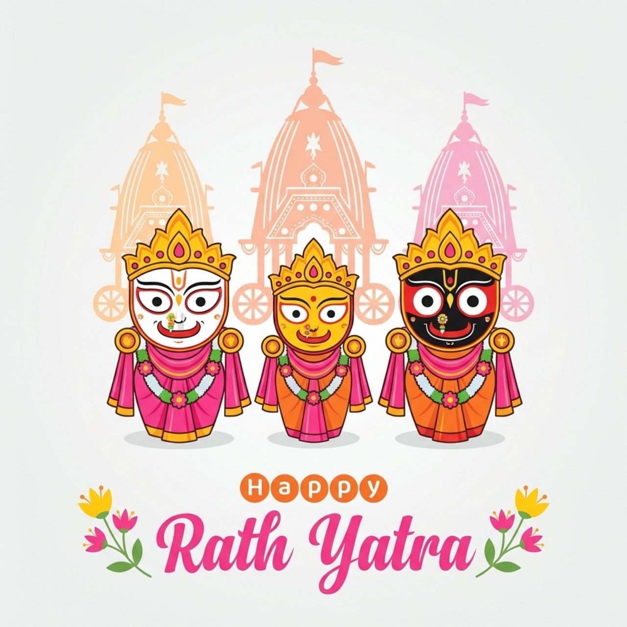 Happy Rath Yatra Cute Jagannath Balabhadra Subhadra Art